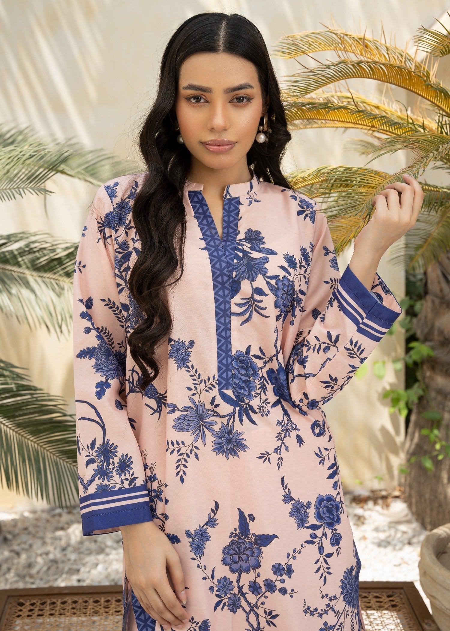 blended cambric Co Ord Sets in Peach pink