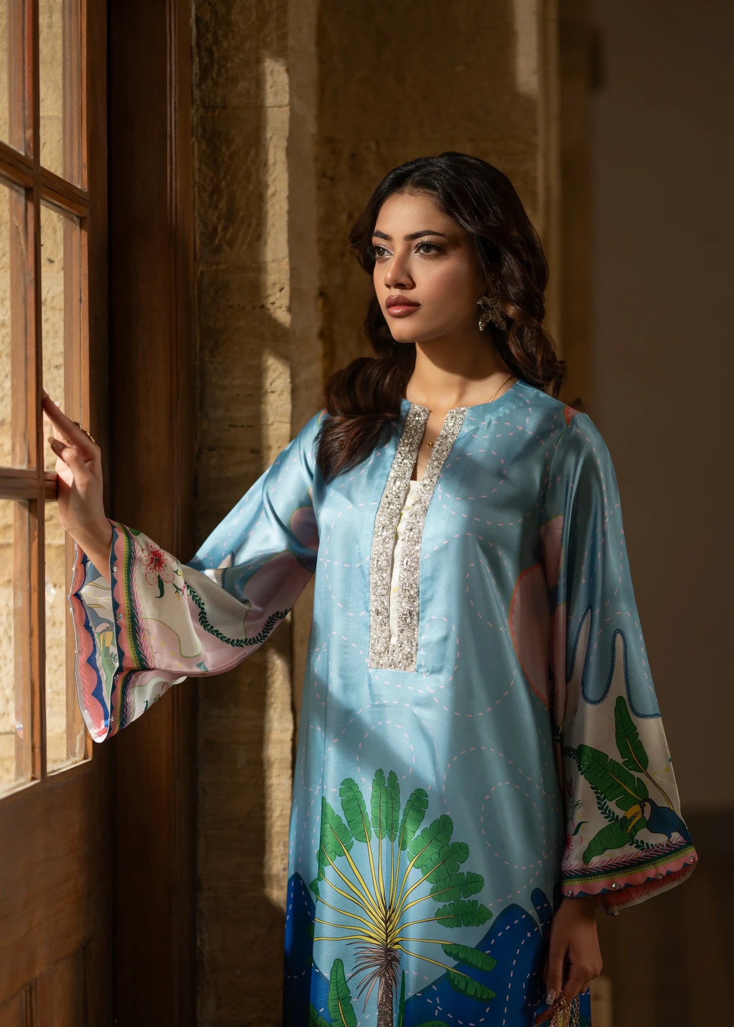 silk Kurta Set in Multi