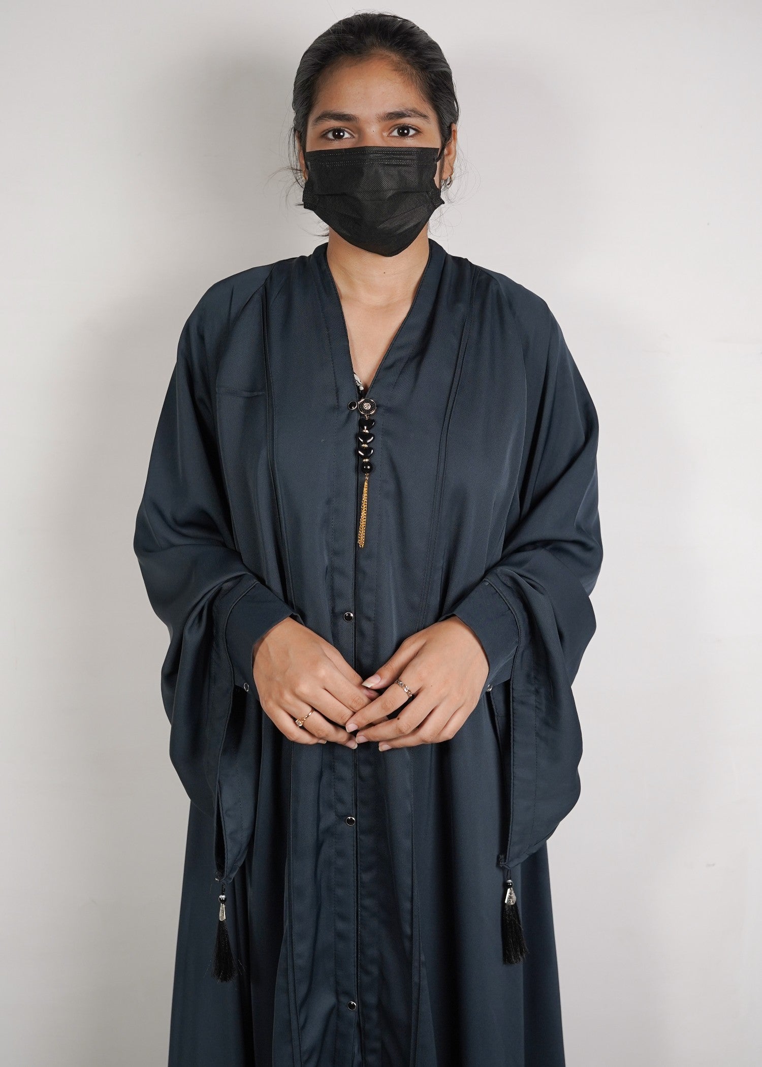 georgette silk Abaya in Dark grey