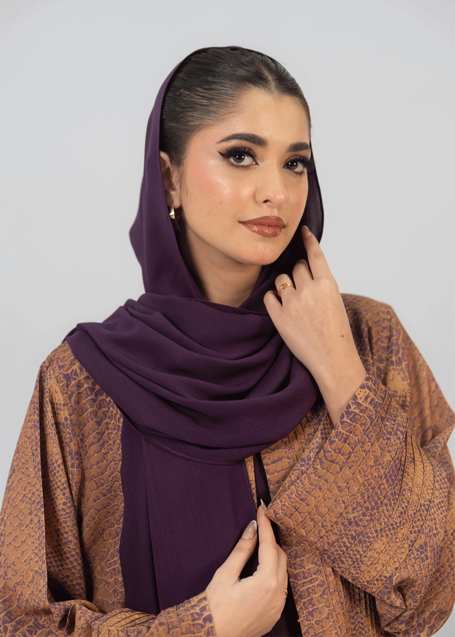 chiffon Abaya in Camel brown