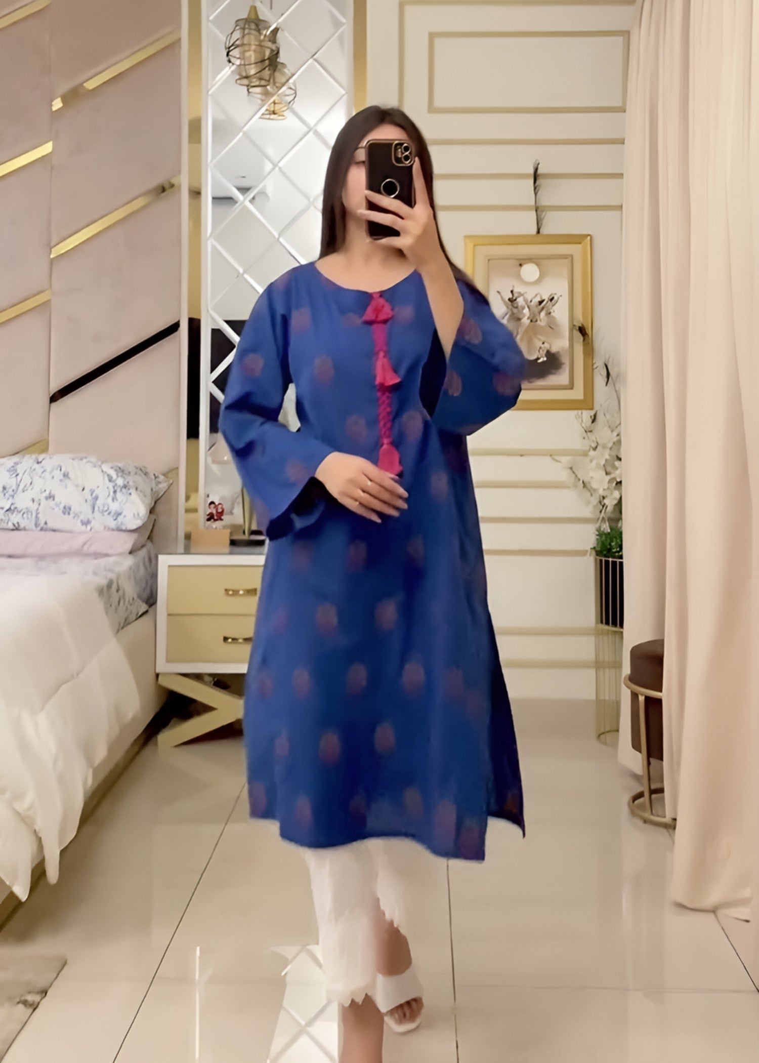 cotton Kurti in Navy blue