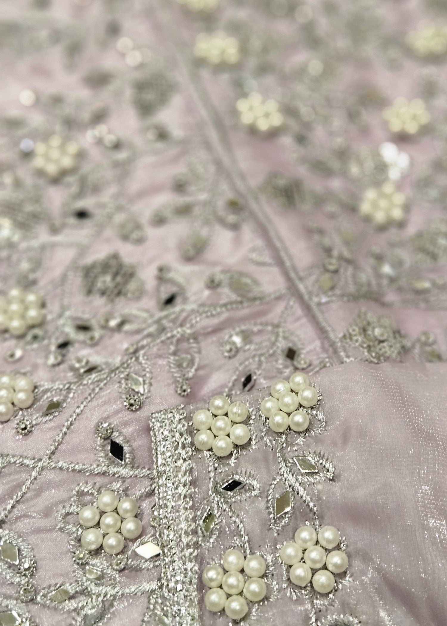 tissue silk Pishwas in Mauve