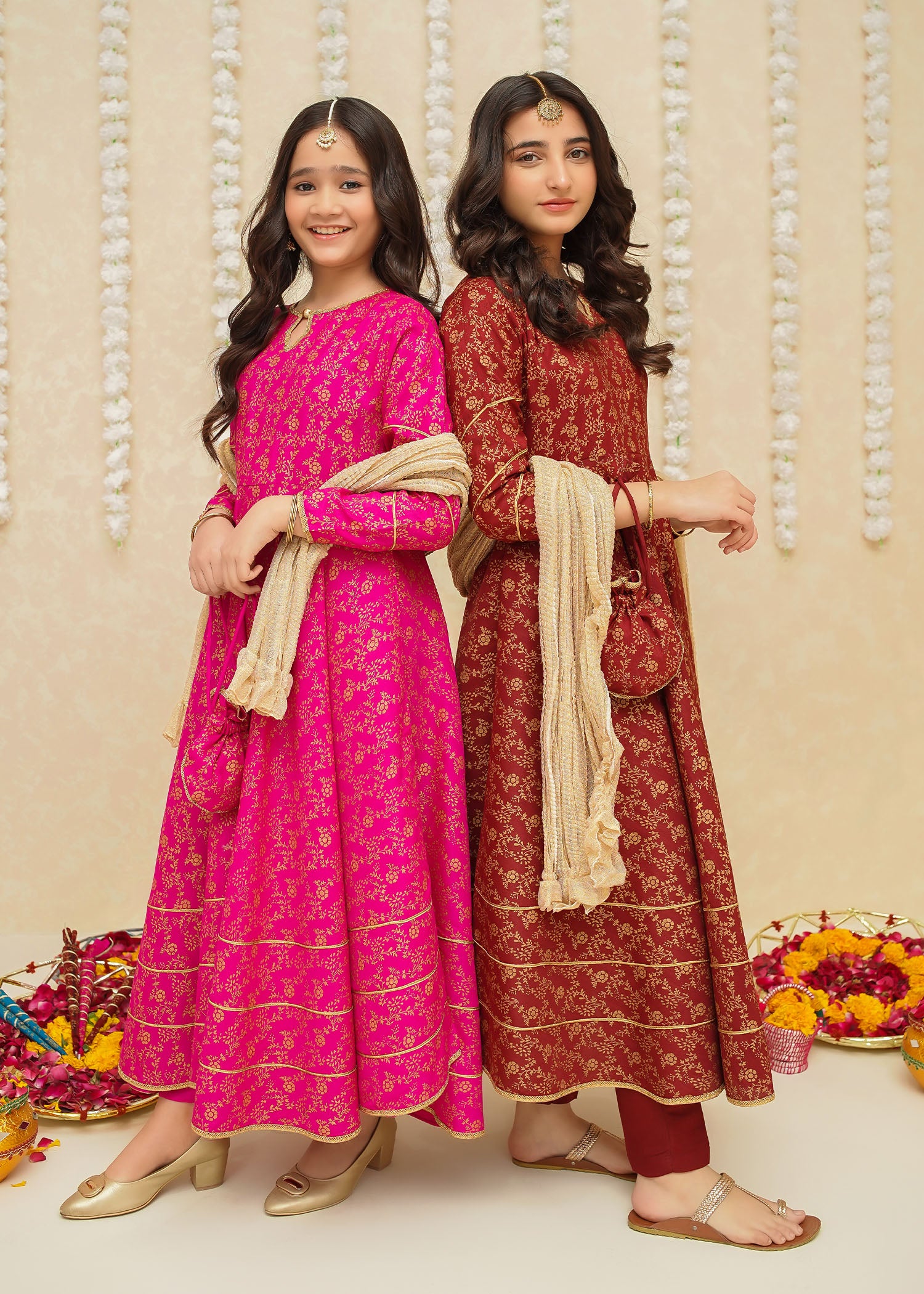 raw silk Pishwas in Maroon