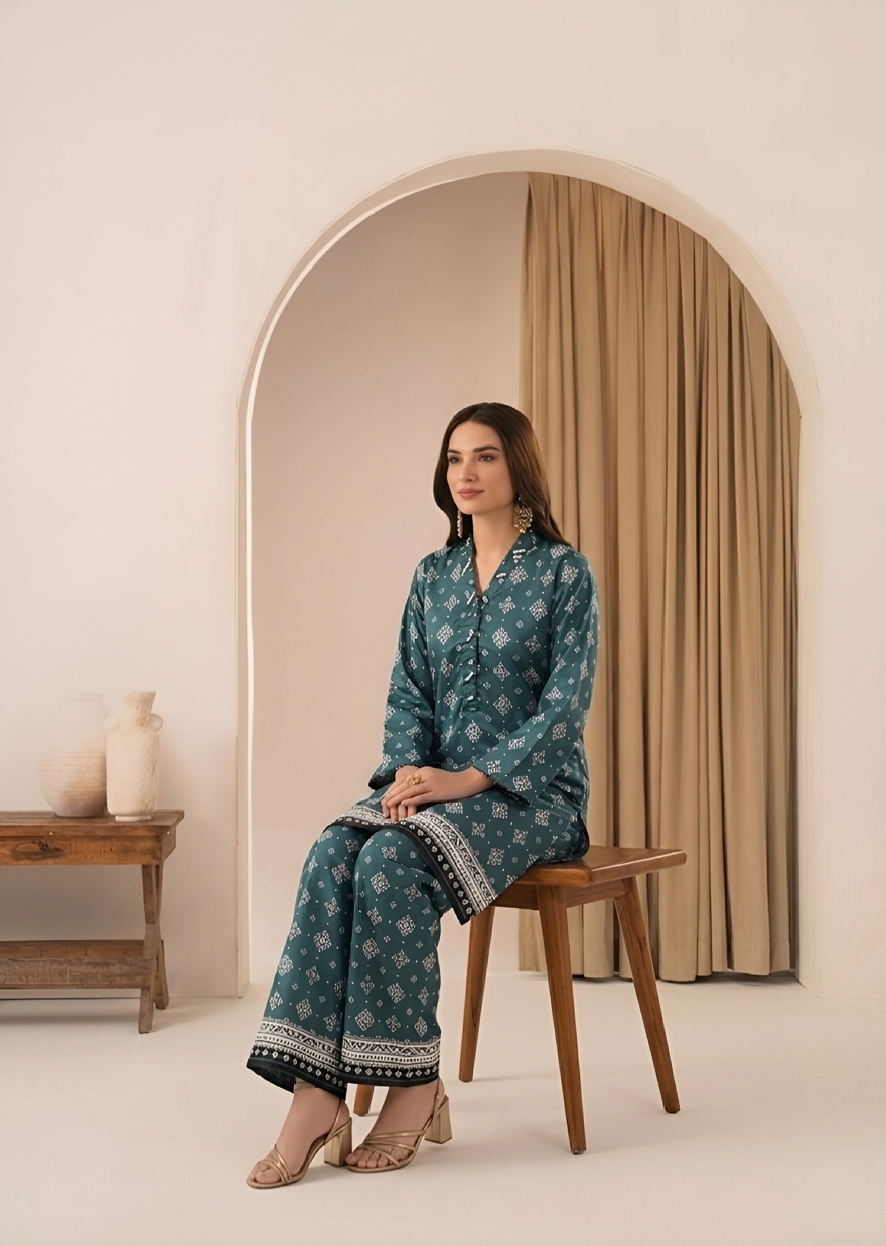 cotton Co Ord Sets in Pine green