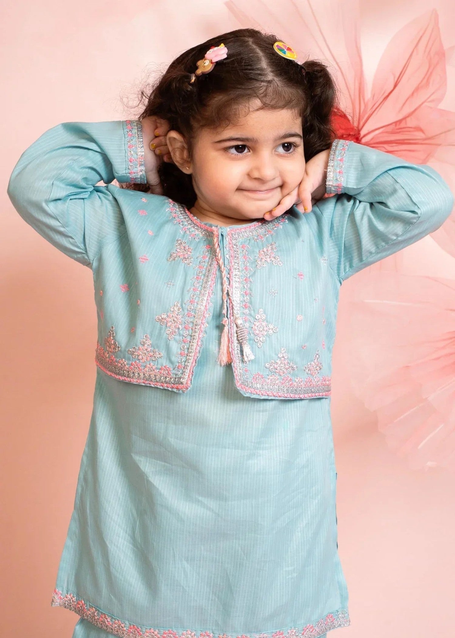 cotton Kurta Set in Light cyan