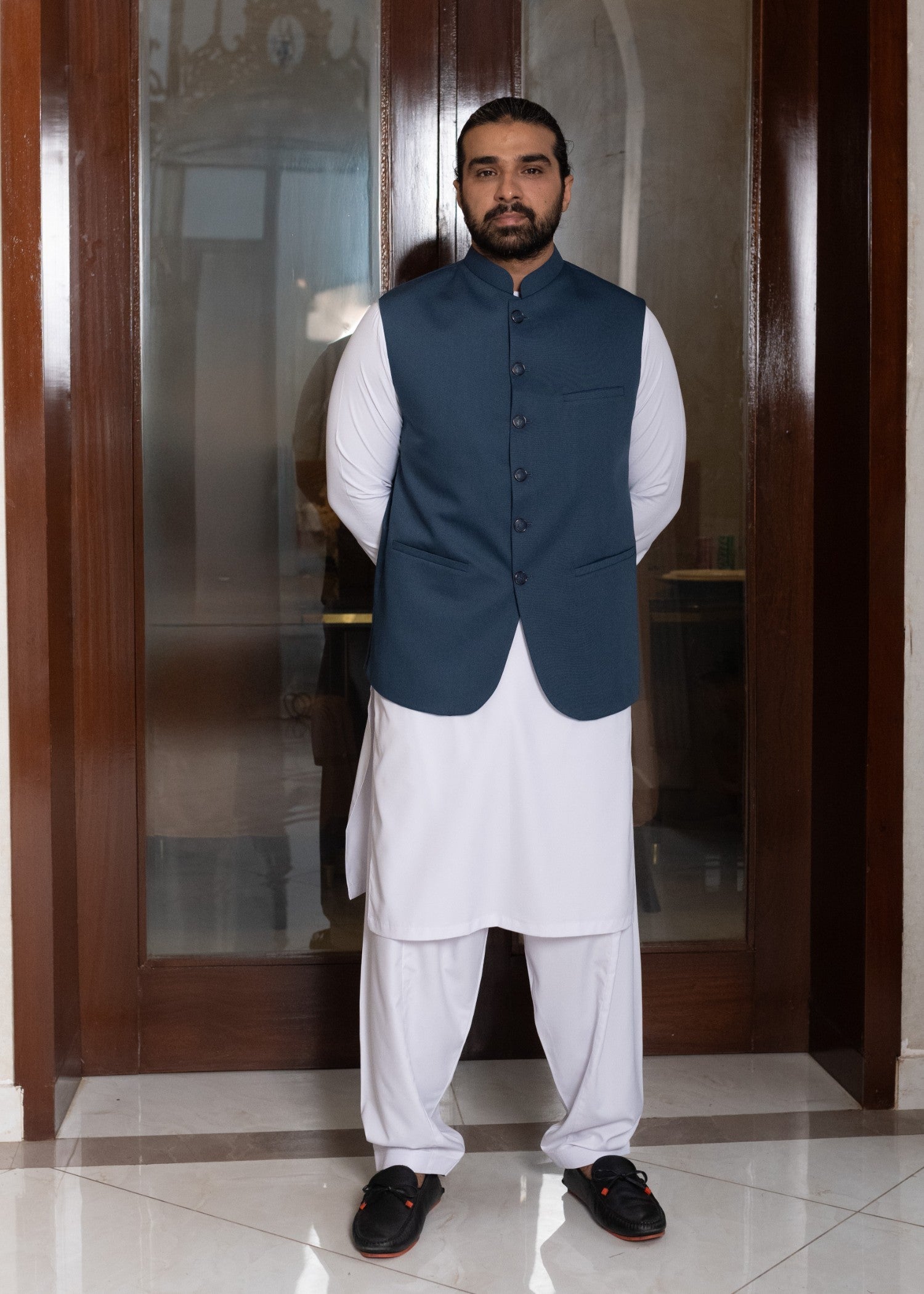 rayon Waistcoat in Royal blue
