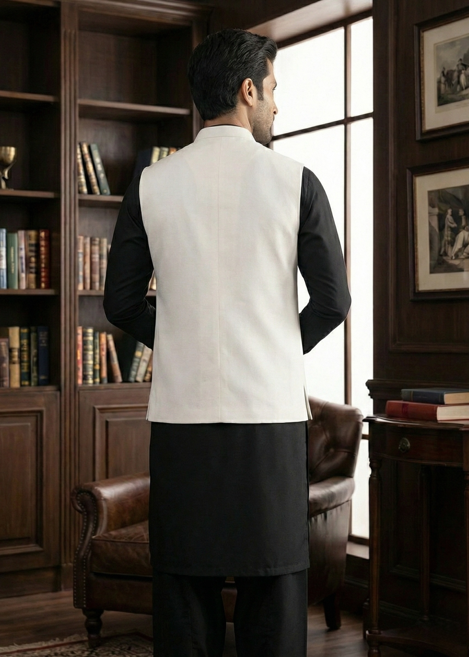 wash & wear Waistcoat in Off-white by Dot N Dot