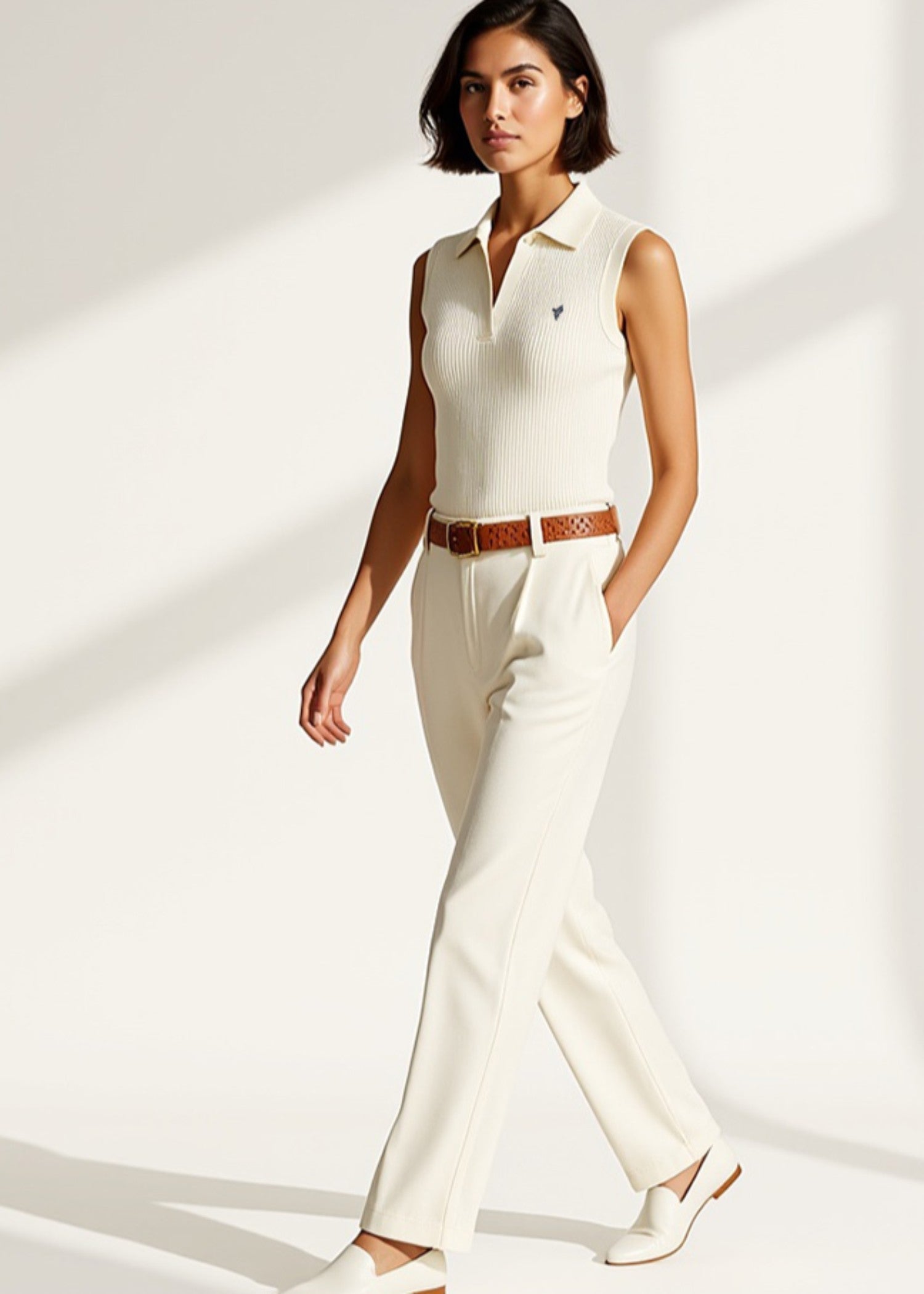 cotton Polo Shirt in Cream