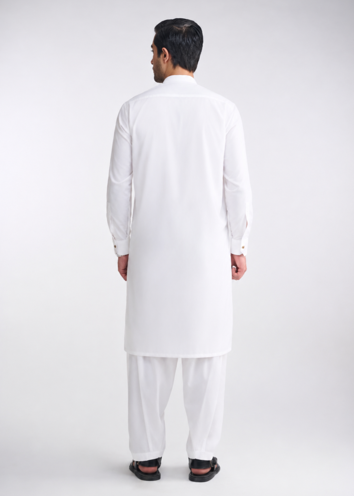 cotton Shalwar Kameez in White by 7ByImran