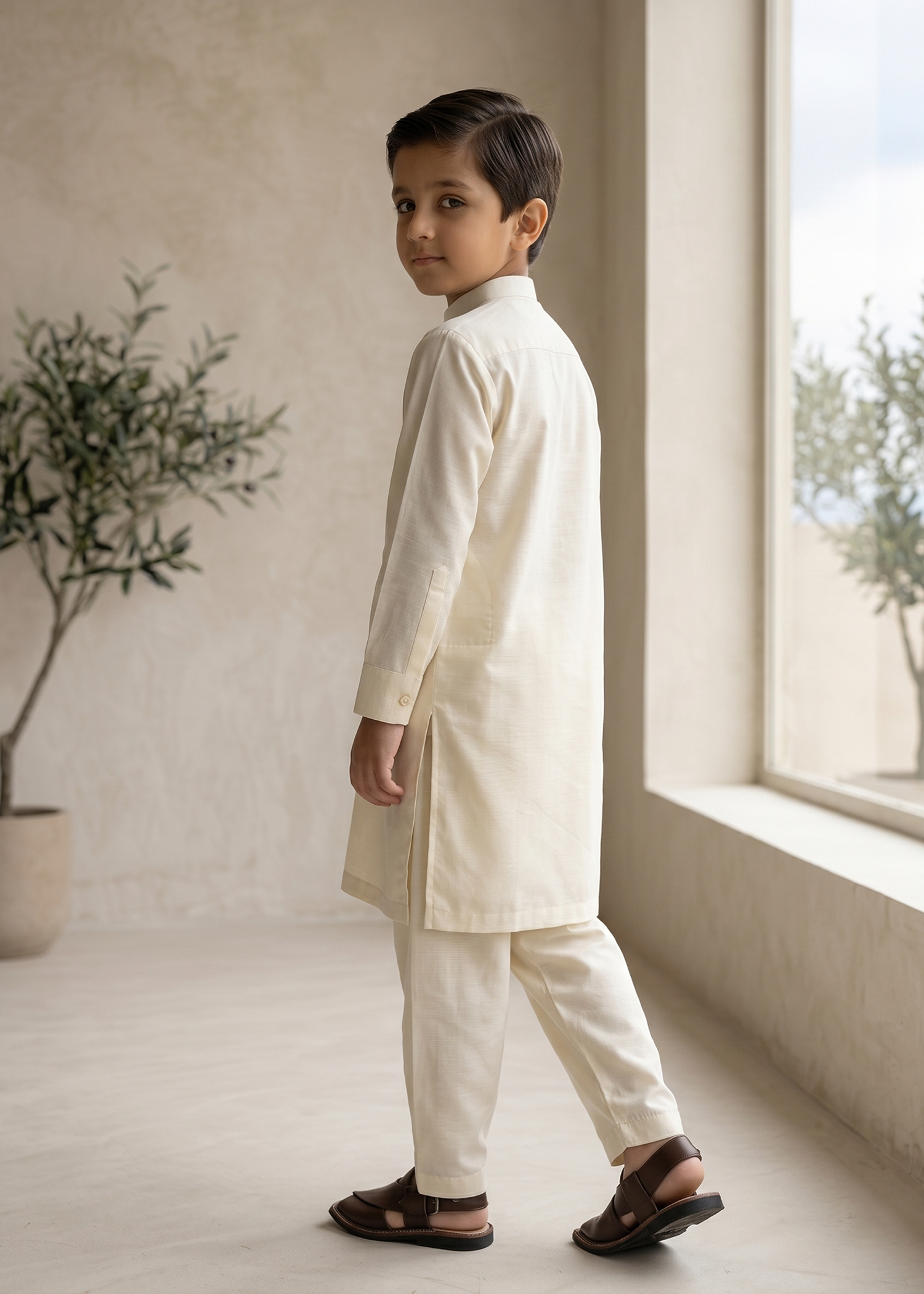 wash & wear Kurta Set in Cream