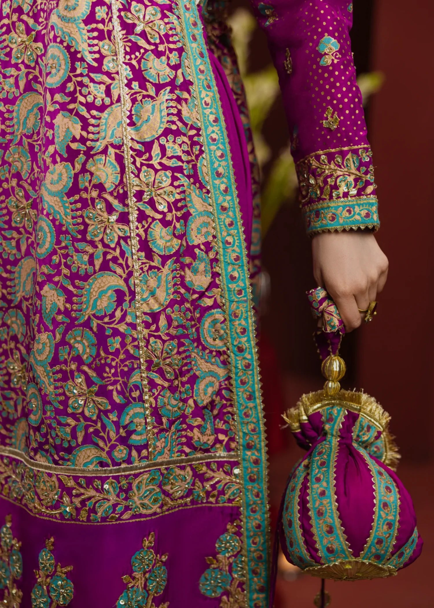 raw silk Unstitched in Magenta