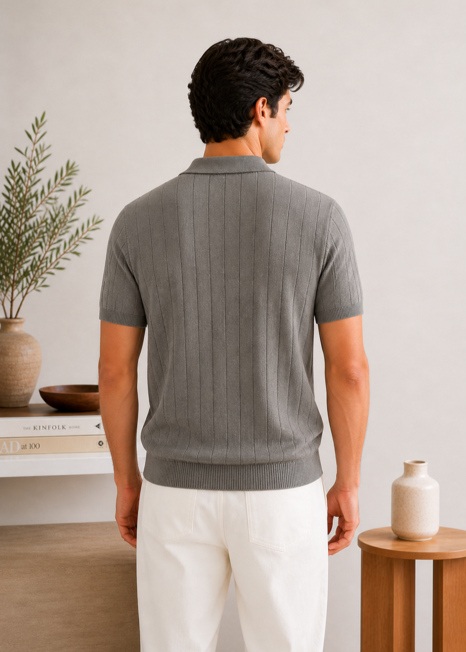 cotton Polo Shirt in Ash grey