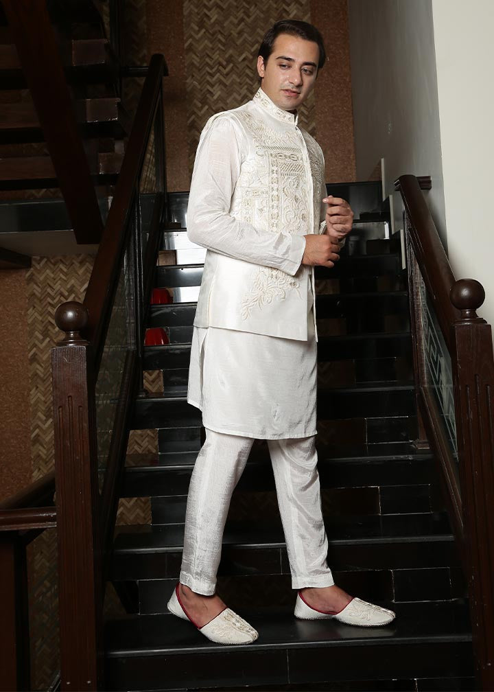 silk Waistcoat in White