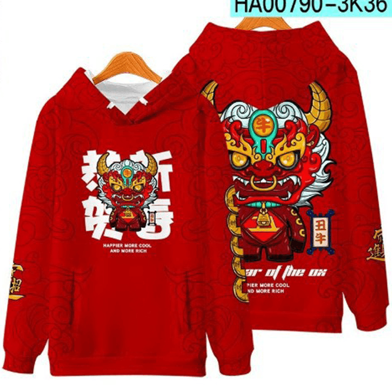 Fashion Thin Pullover Men'S Printed Hooded Sweater