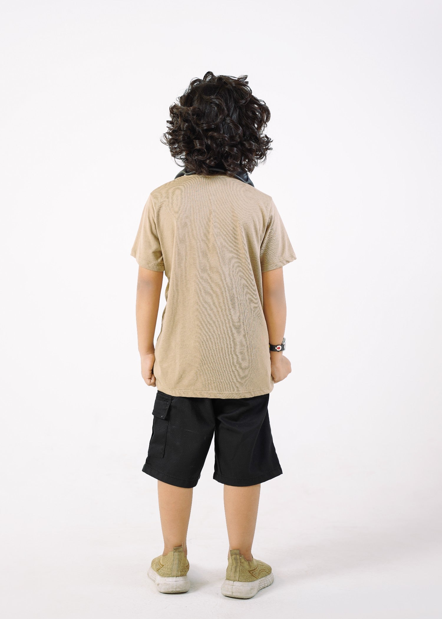 cotton jersey T Shirt in Camel brown