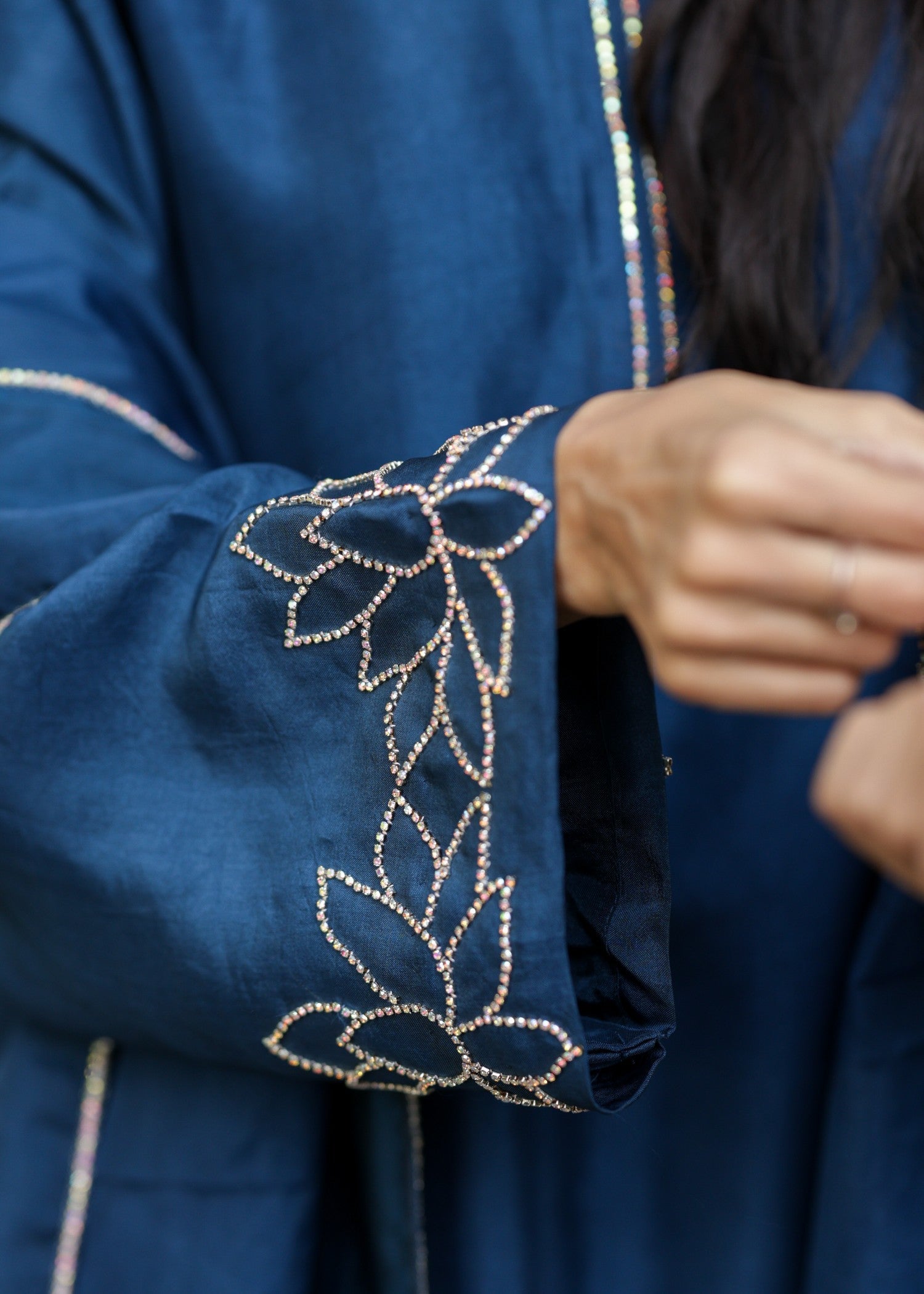 tussar silk Kurta Set in Prussian blue
