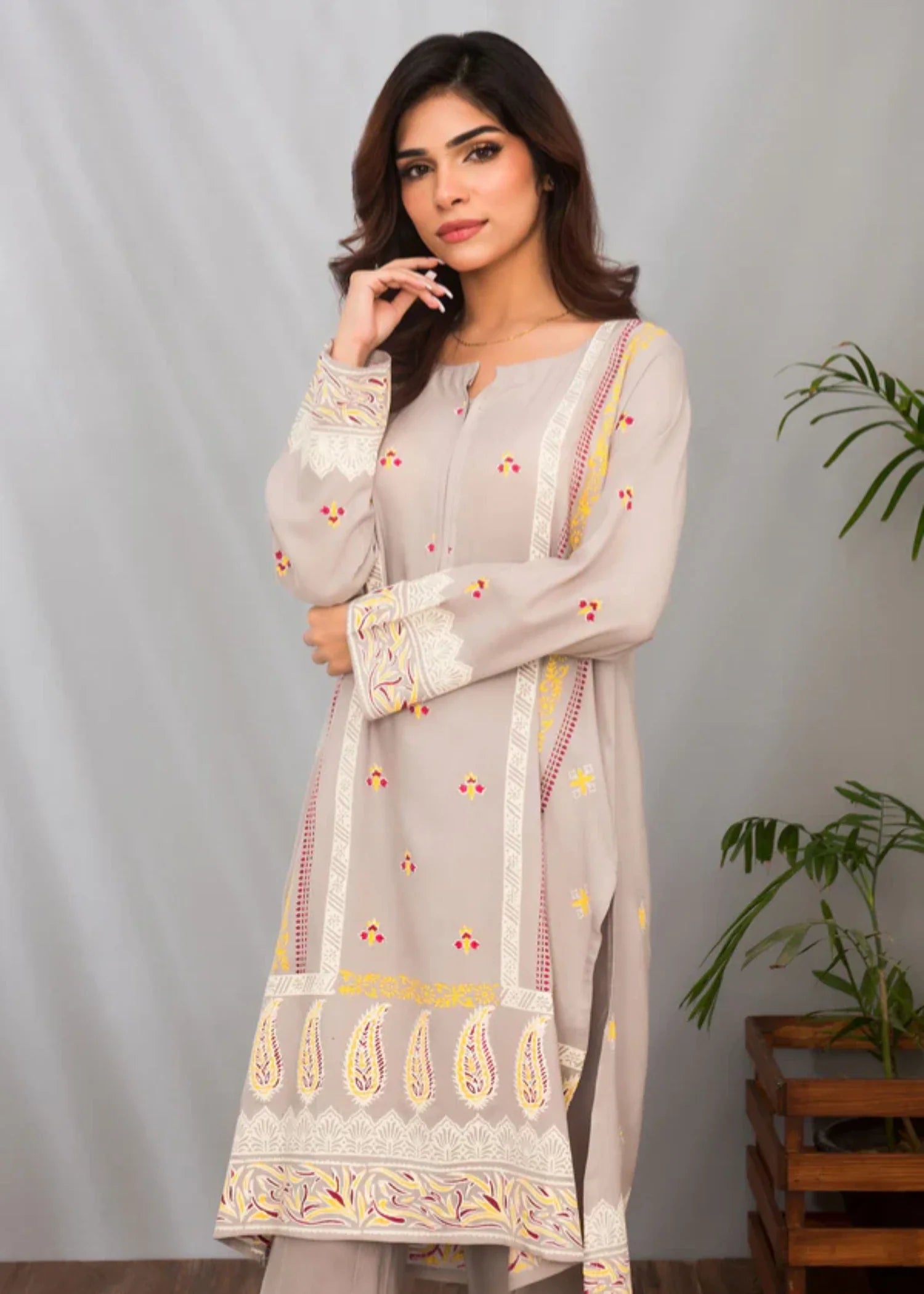 cotton silk banarasi Kurta Set in Grey