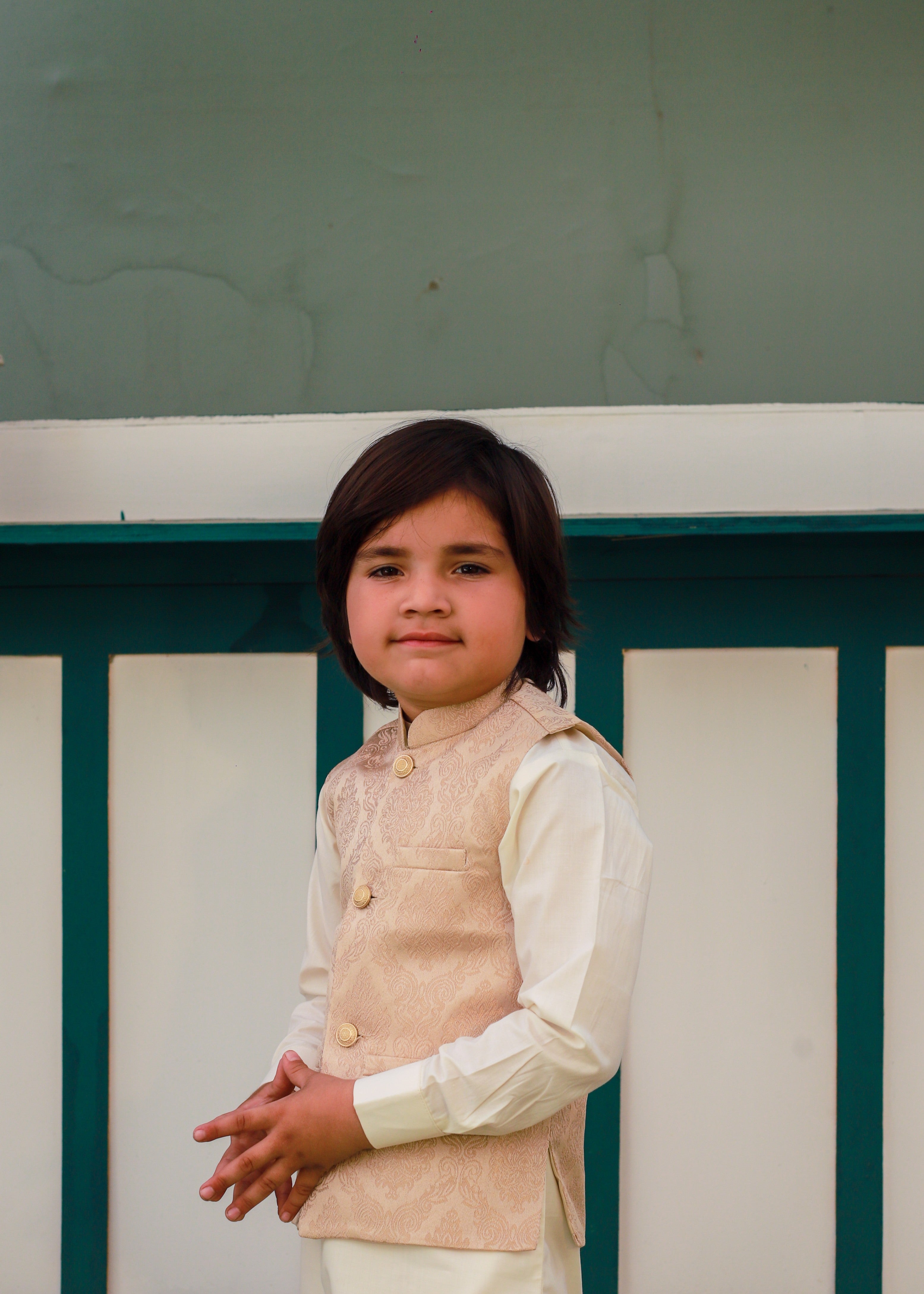 jamawar Waistcoat in Melon pink
