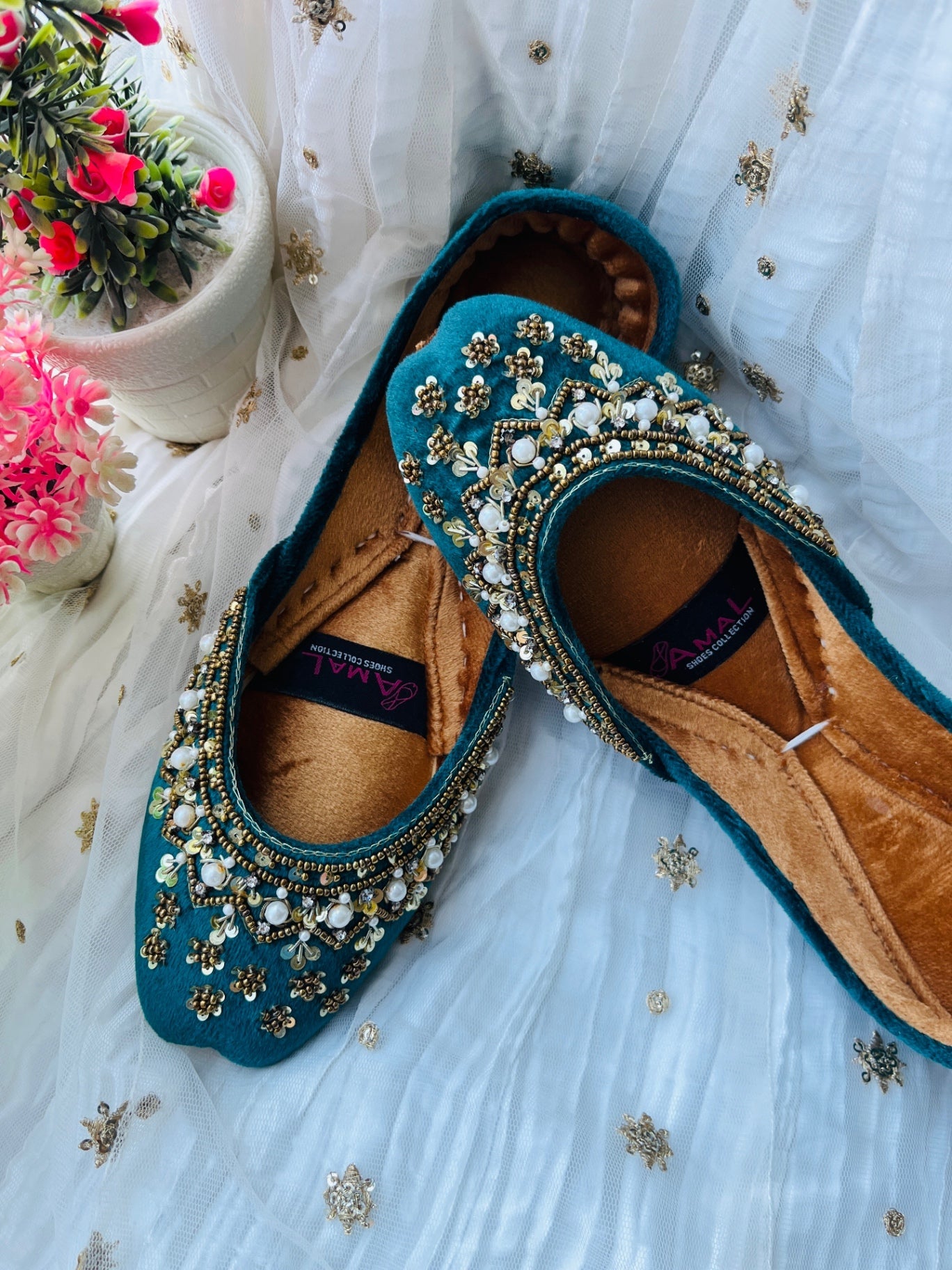 Khussa in Sea green by - High Quality Women Khussa XUW8888