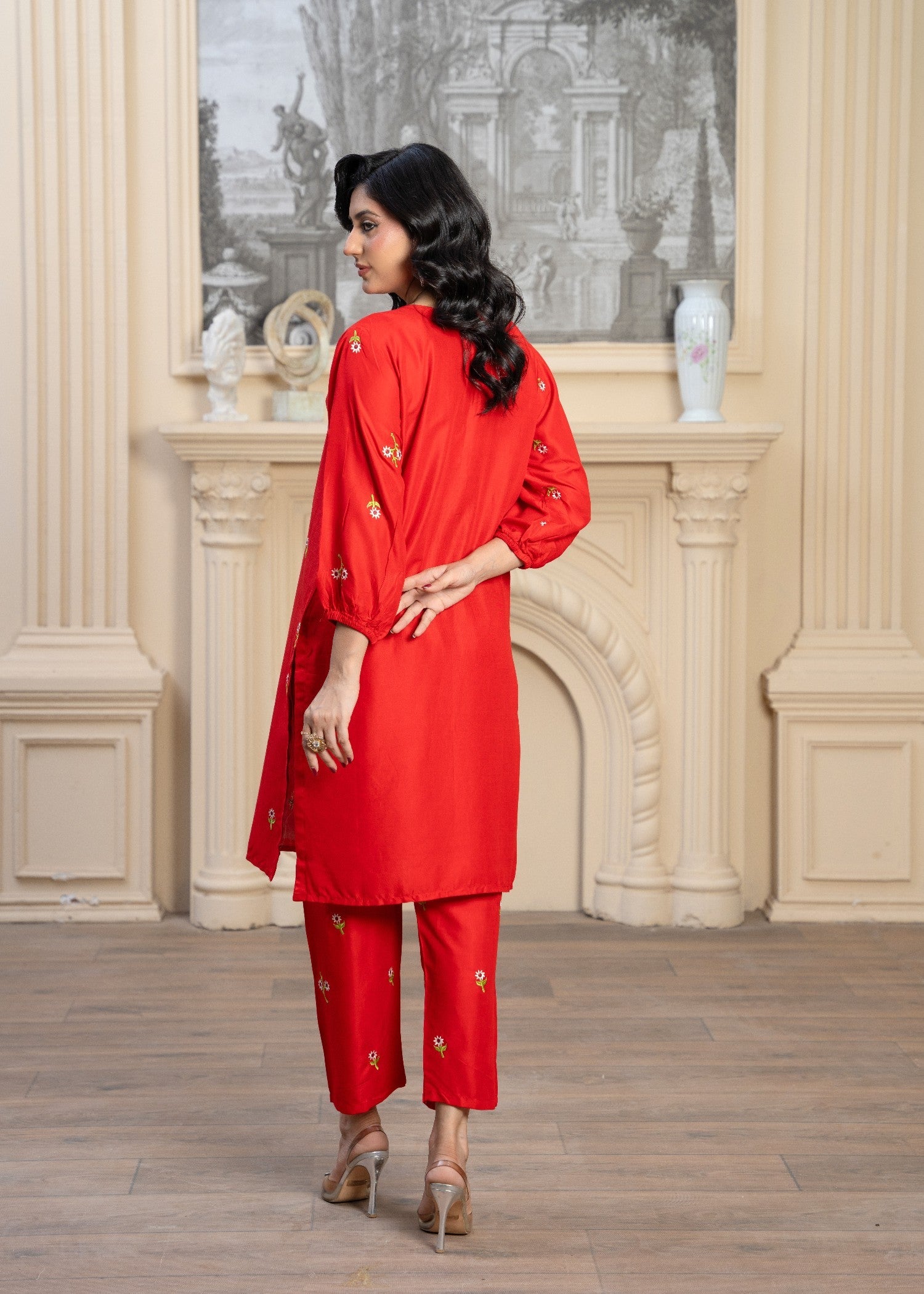 linen Co Ord Sets in Tomato red