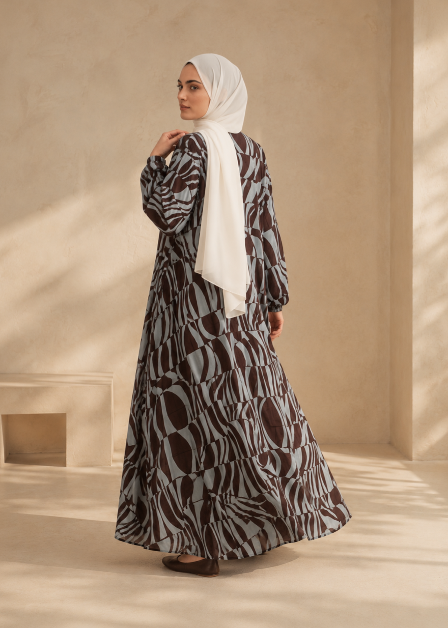 lawn Abaya in Brunette brown