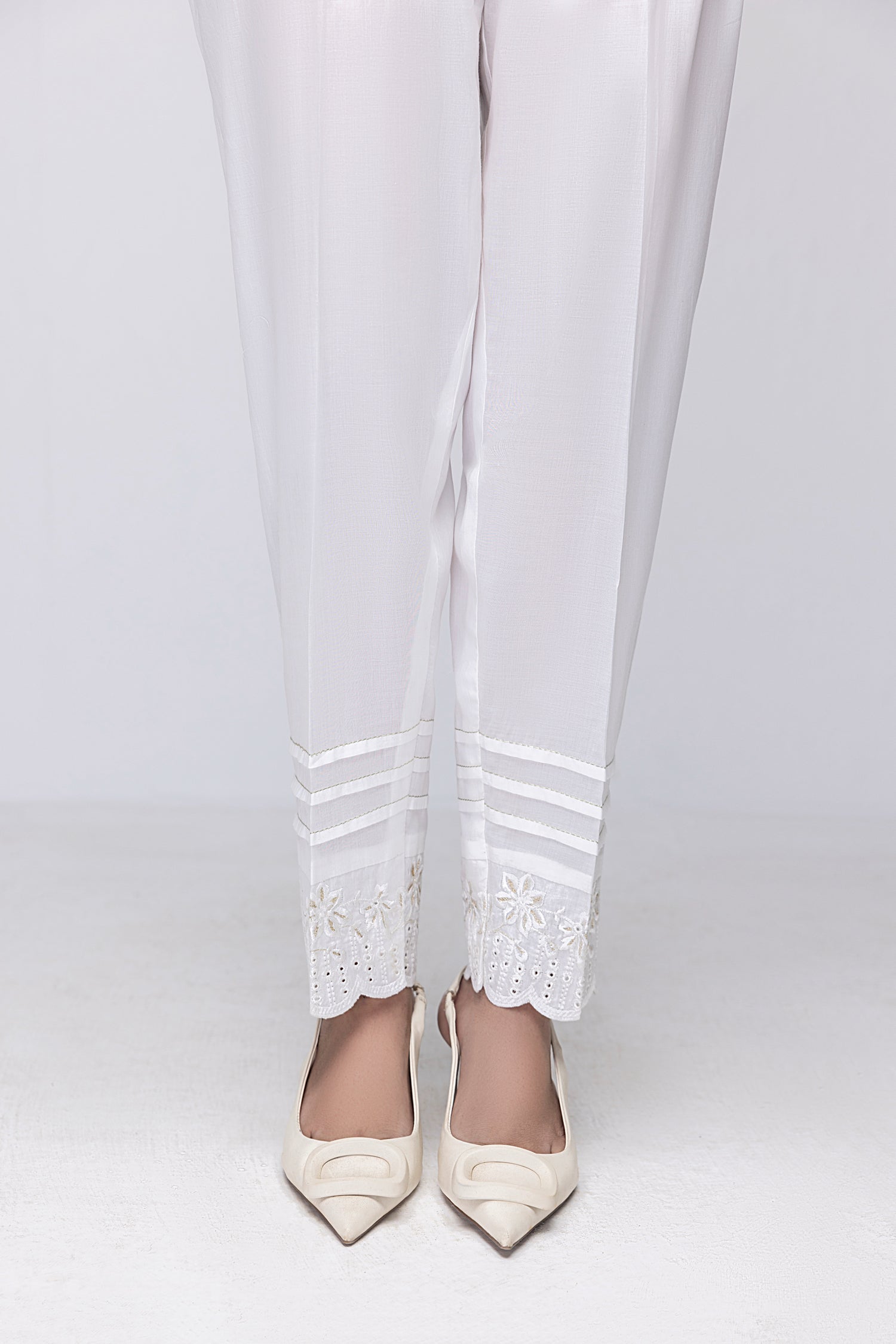 cambric Trousers in White by -