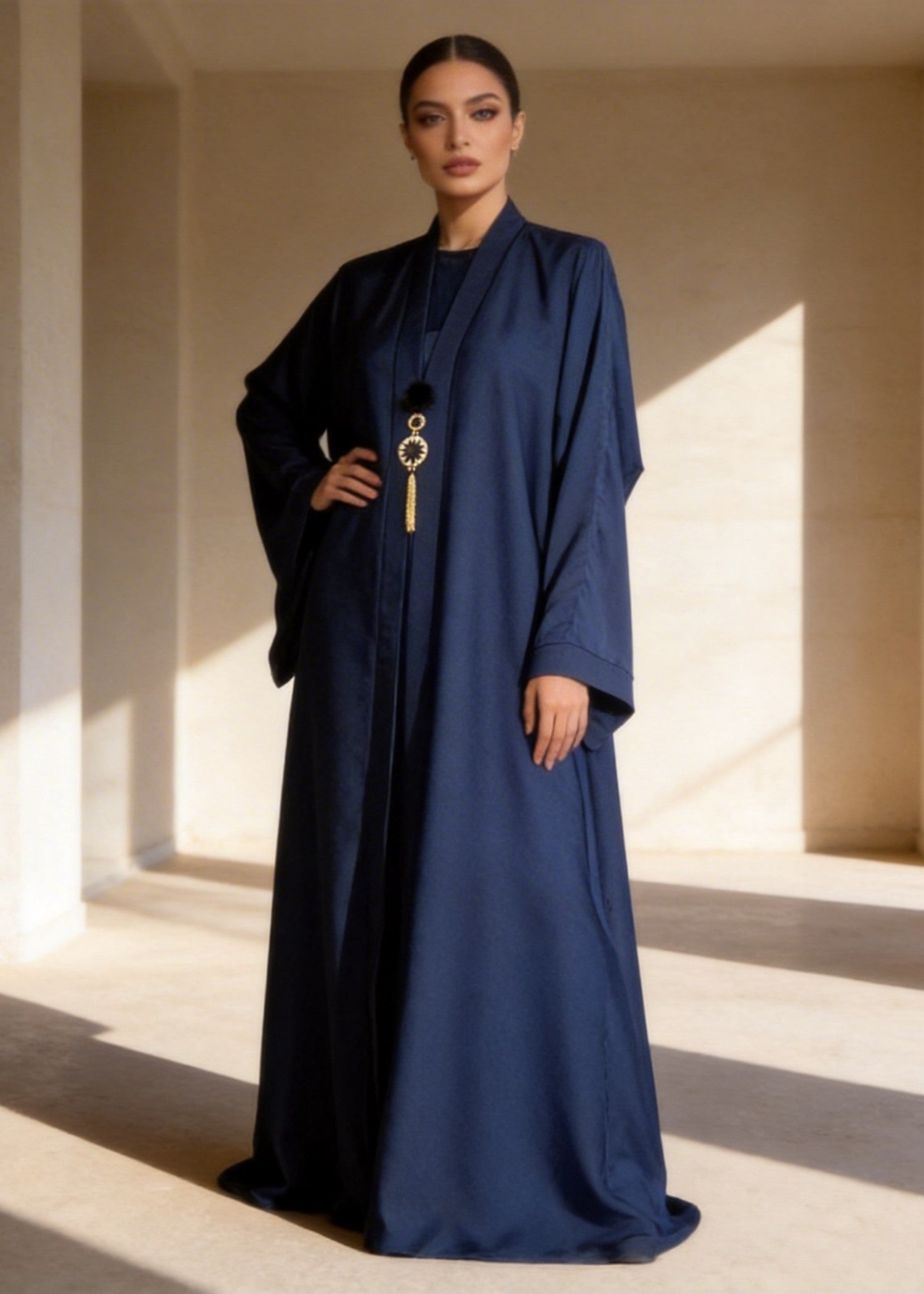 silk Abaya in Dark blue