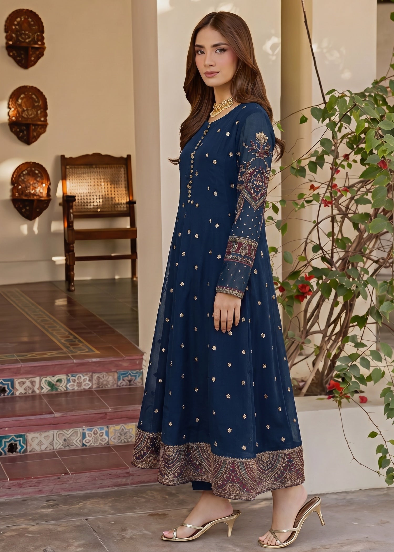 chiffon Maxi in Cobalt blue