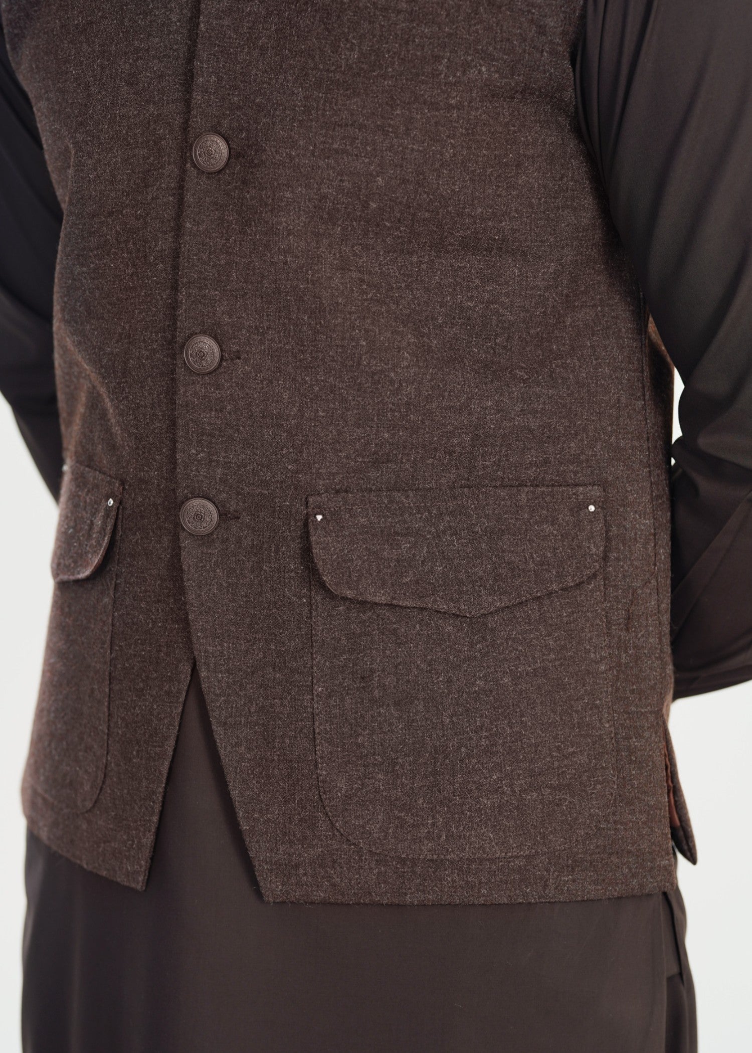 wool Waistcoat in Dark brown