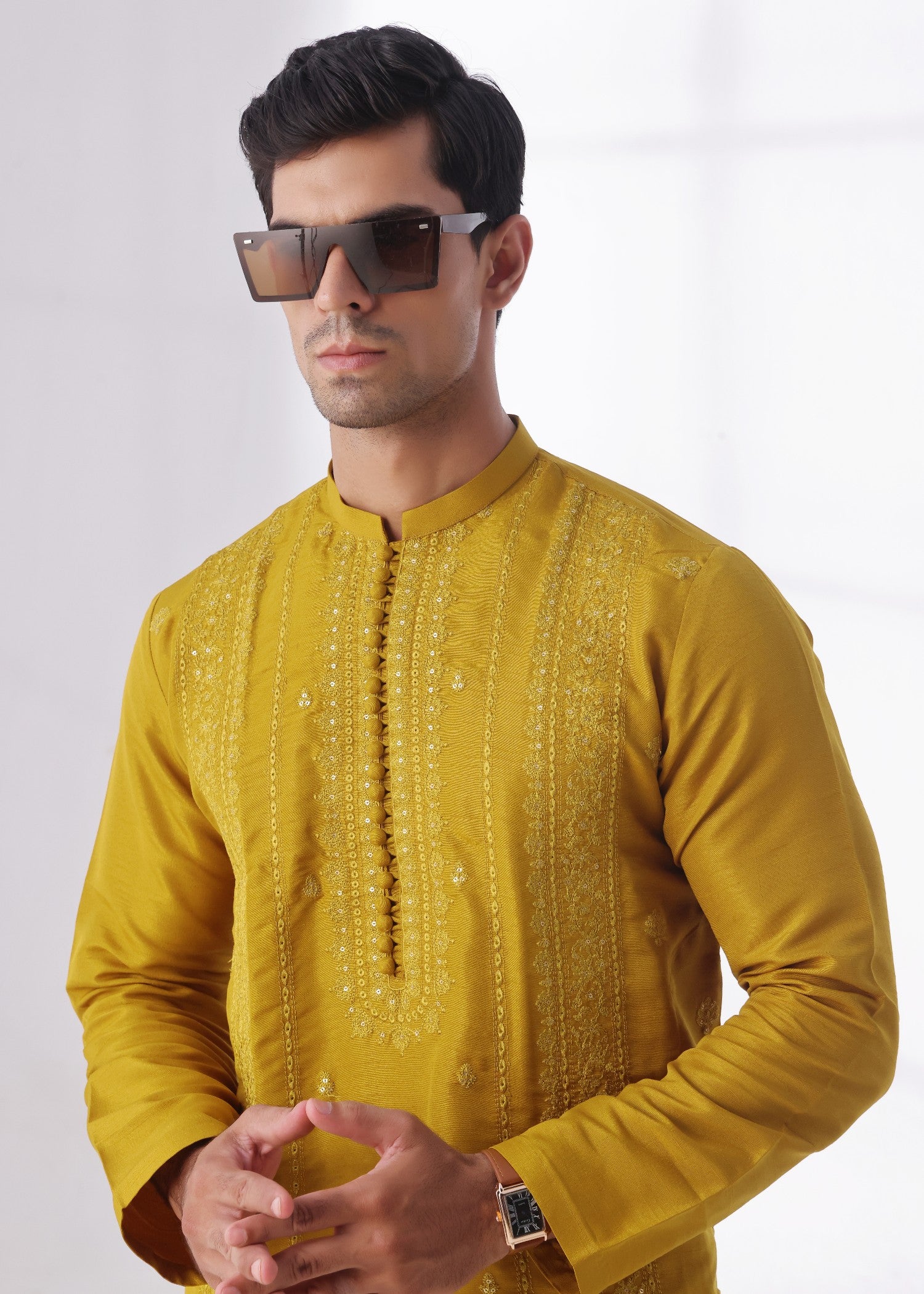 raw silk Kurta in Mustard