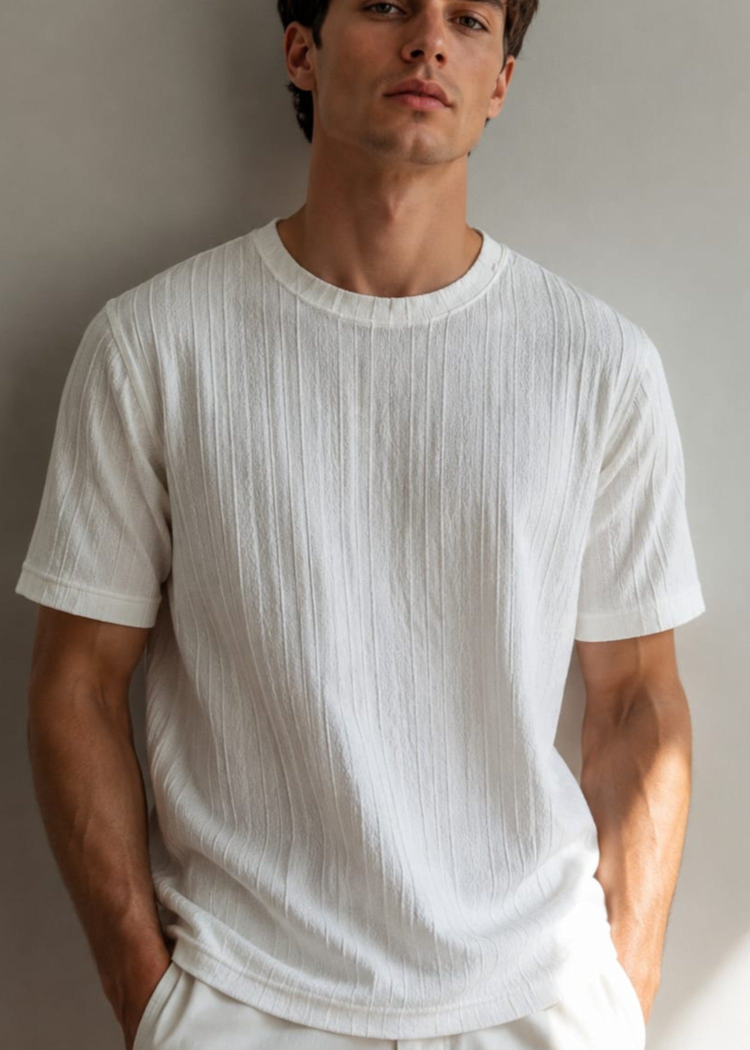 jersey knit T Shirt in Off-white