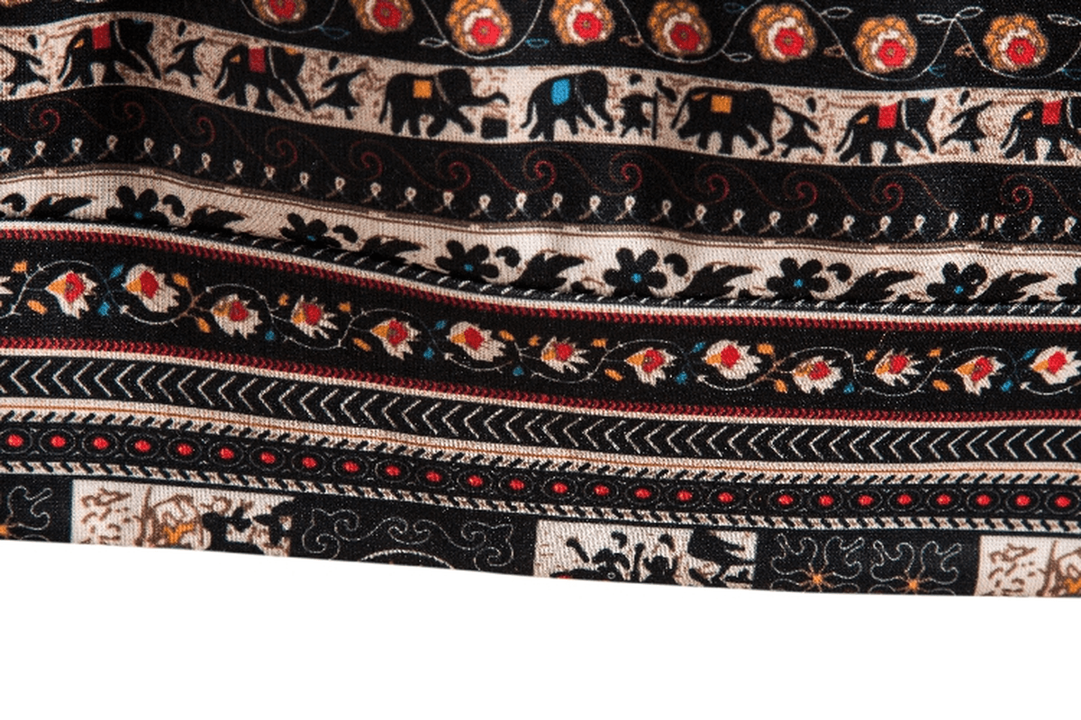 Printed Retro Ethnic Style Men'S plus Size Hooded Sweater
