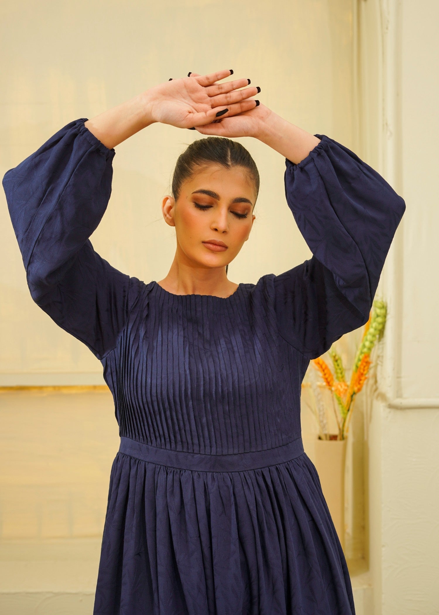 cotton viscose Maxi in Navy blue