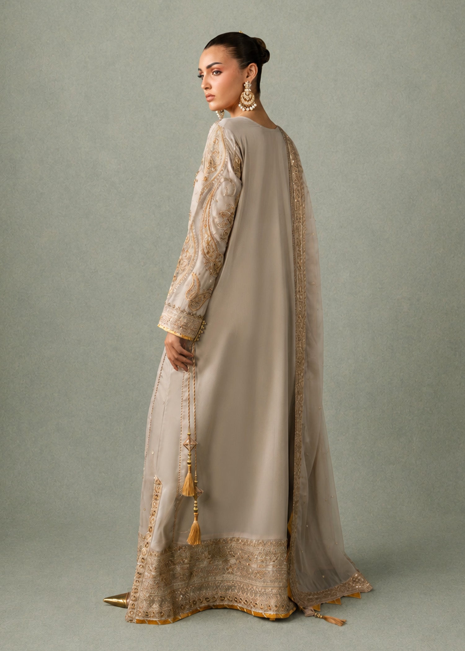chiffon Kaftan in Beige