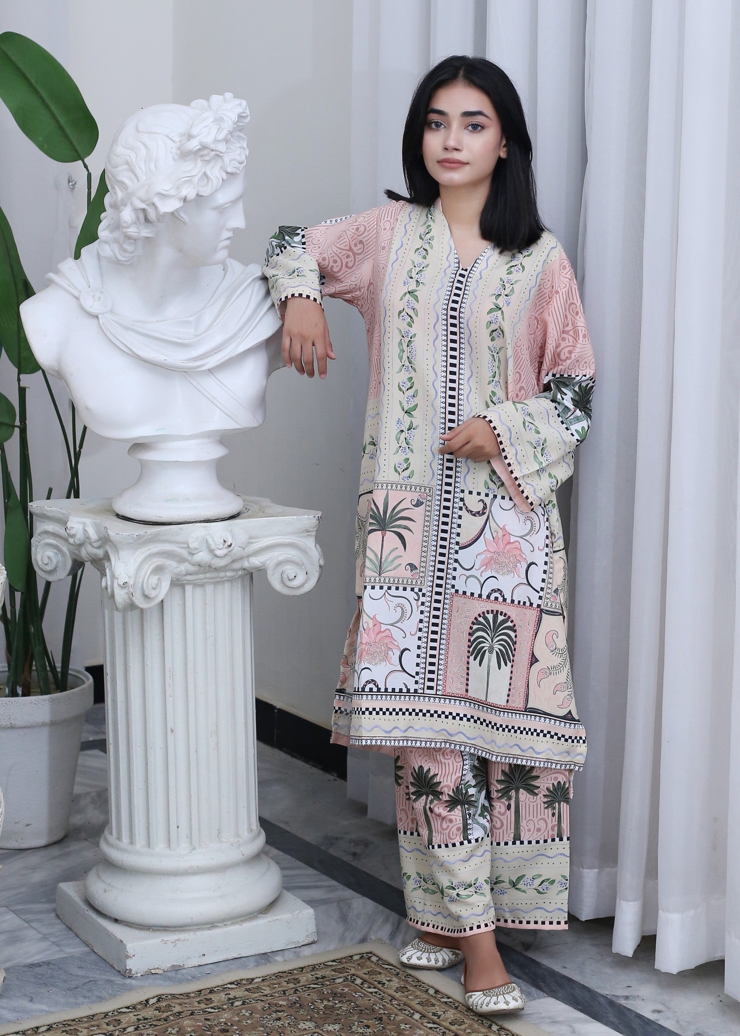 poly lawn Co Ord Sets in Pale pink