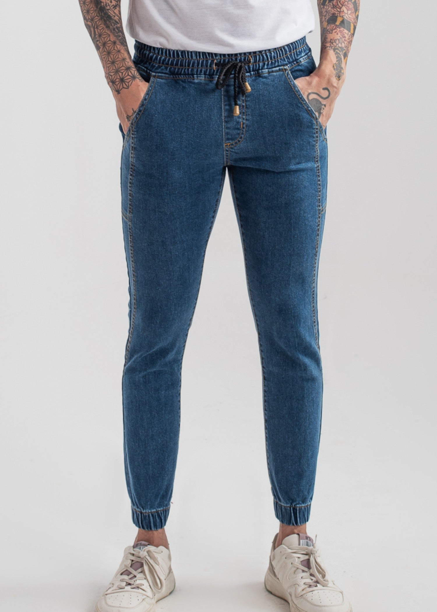 denim Jogger Pants in Dark blue