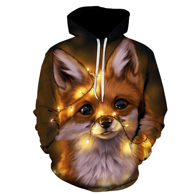 Fast Sell Foreign Trade Fox Wolf 3D Digital Printing Trend Men''S Sweater Manufacturers Direct Support to Map Customization