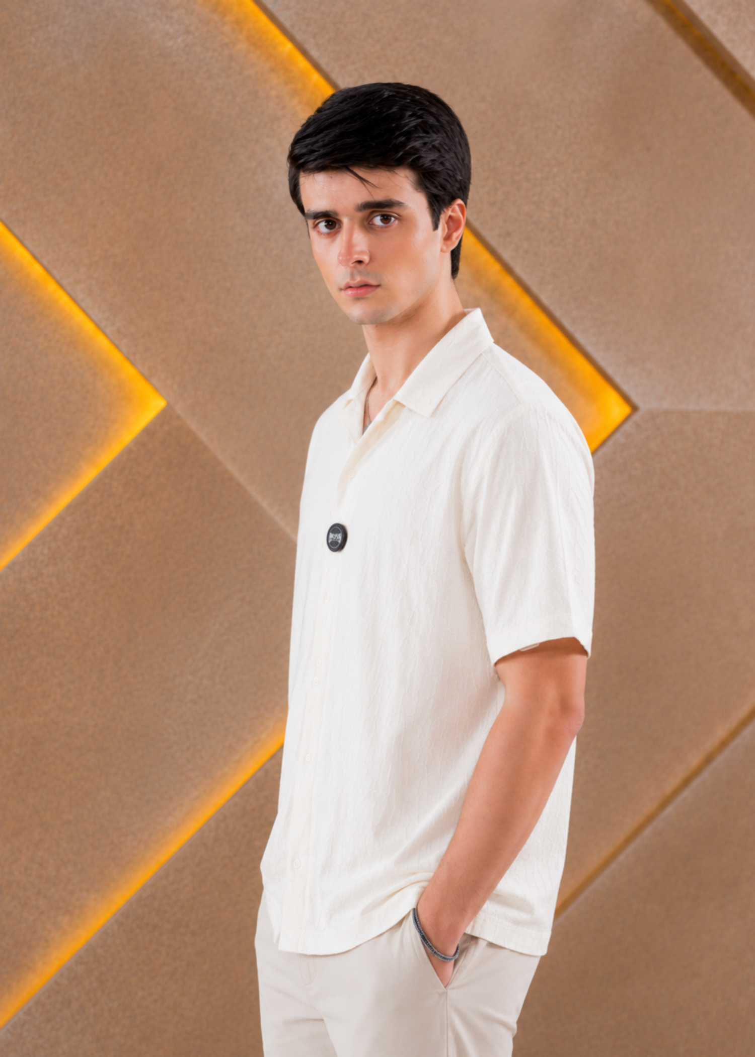 cotton Casual Shirt in Off-white by Ecowears.Pk