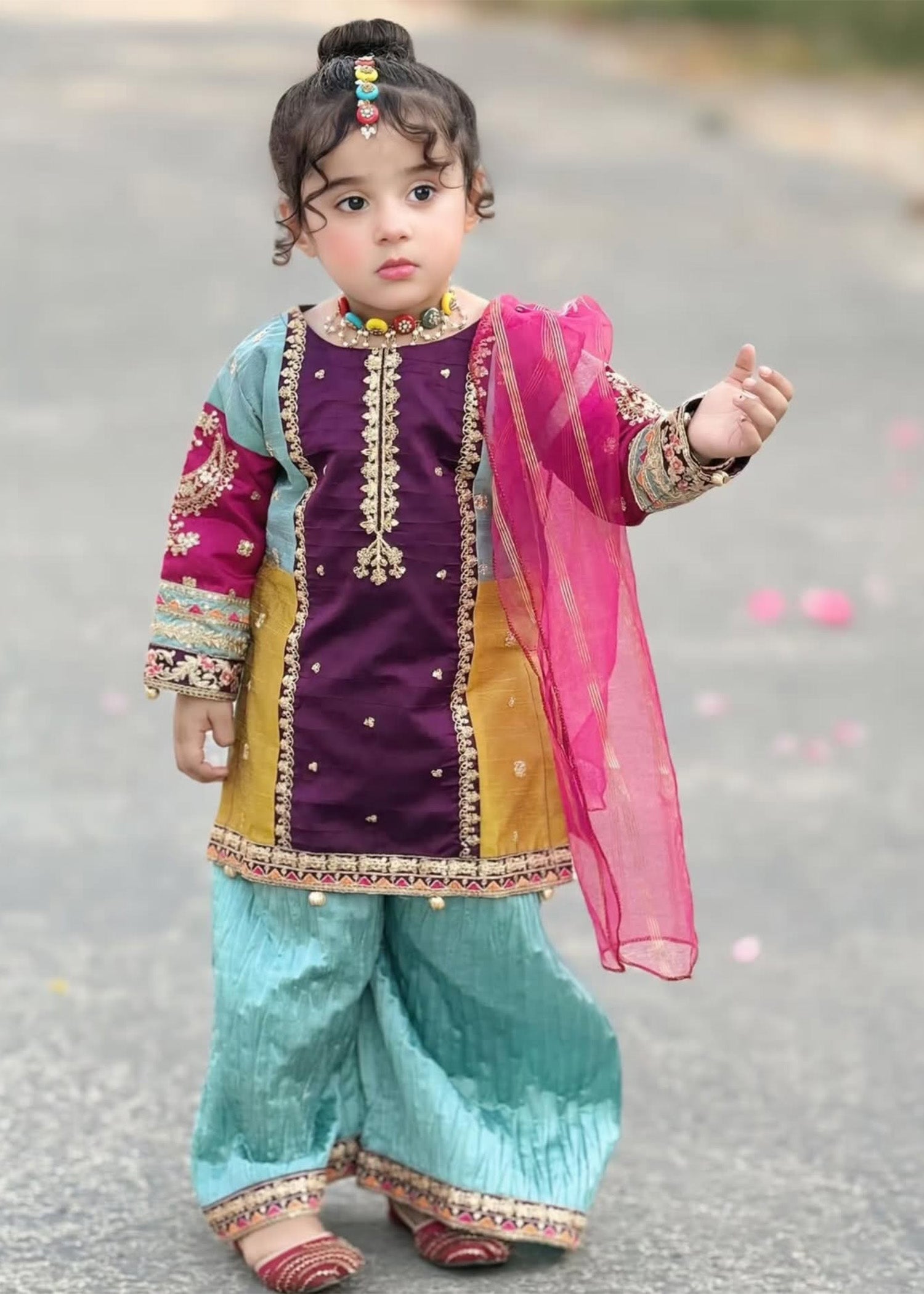 raw silk Kurta Set in Purple