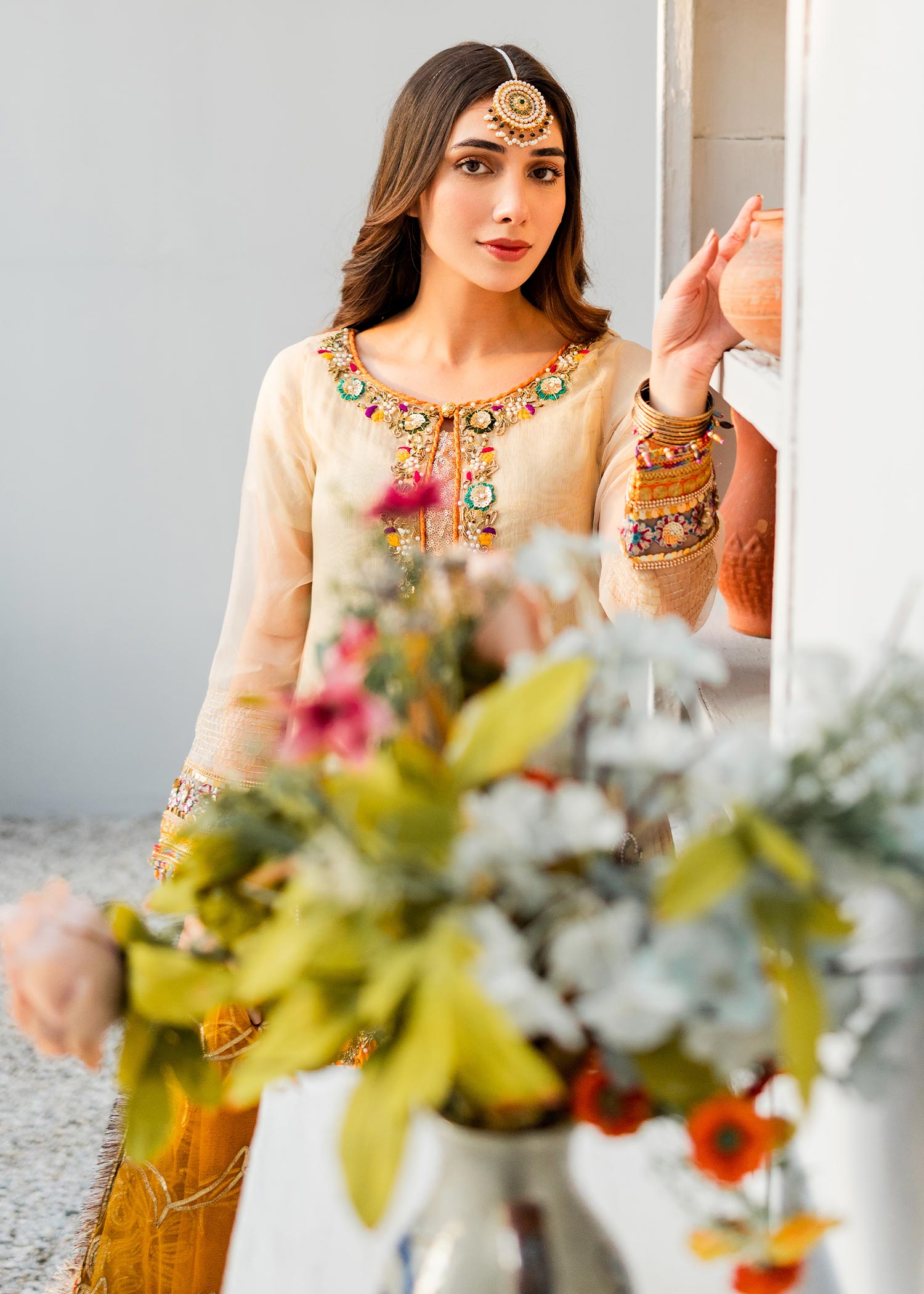 masuri Sharara in Beige