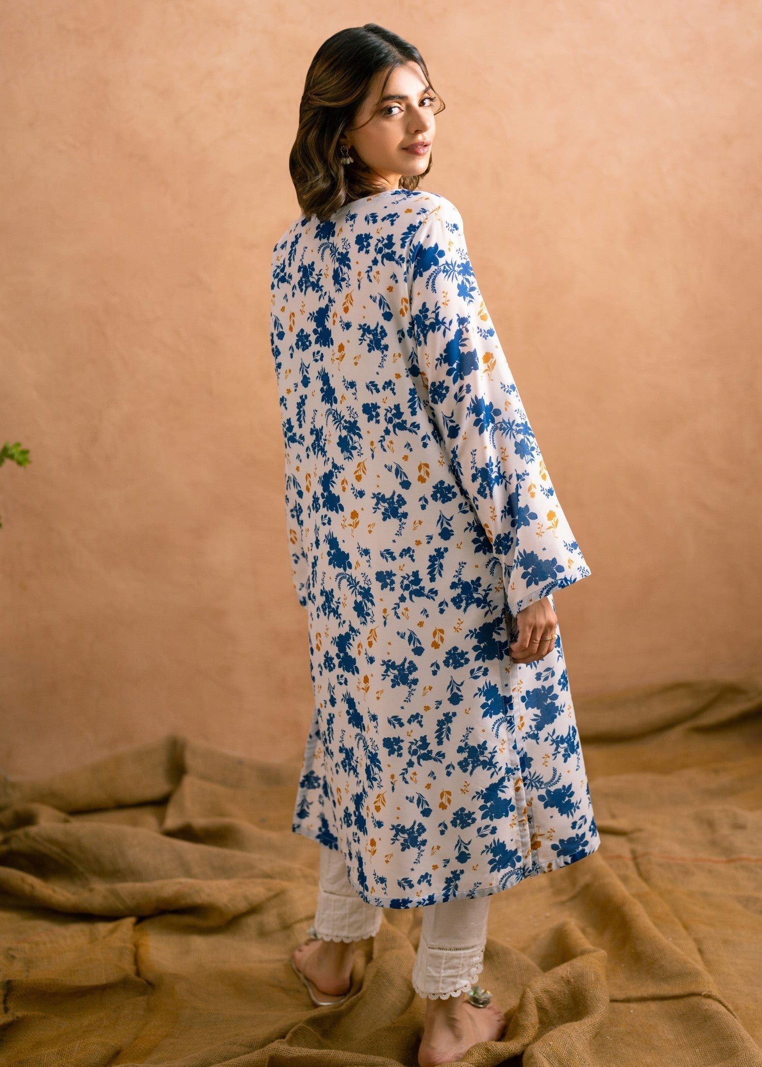 poly viscose Kurta Set in White