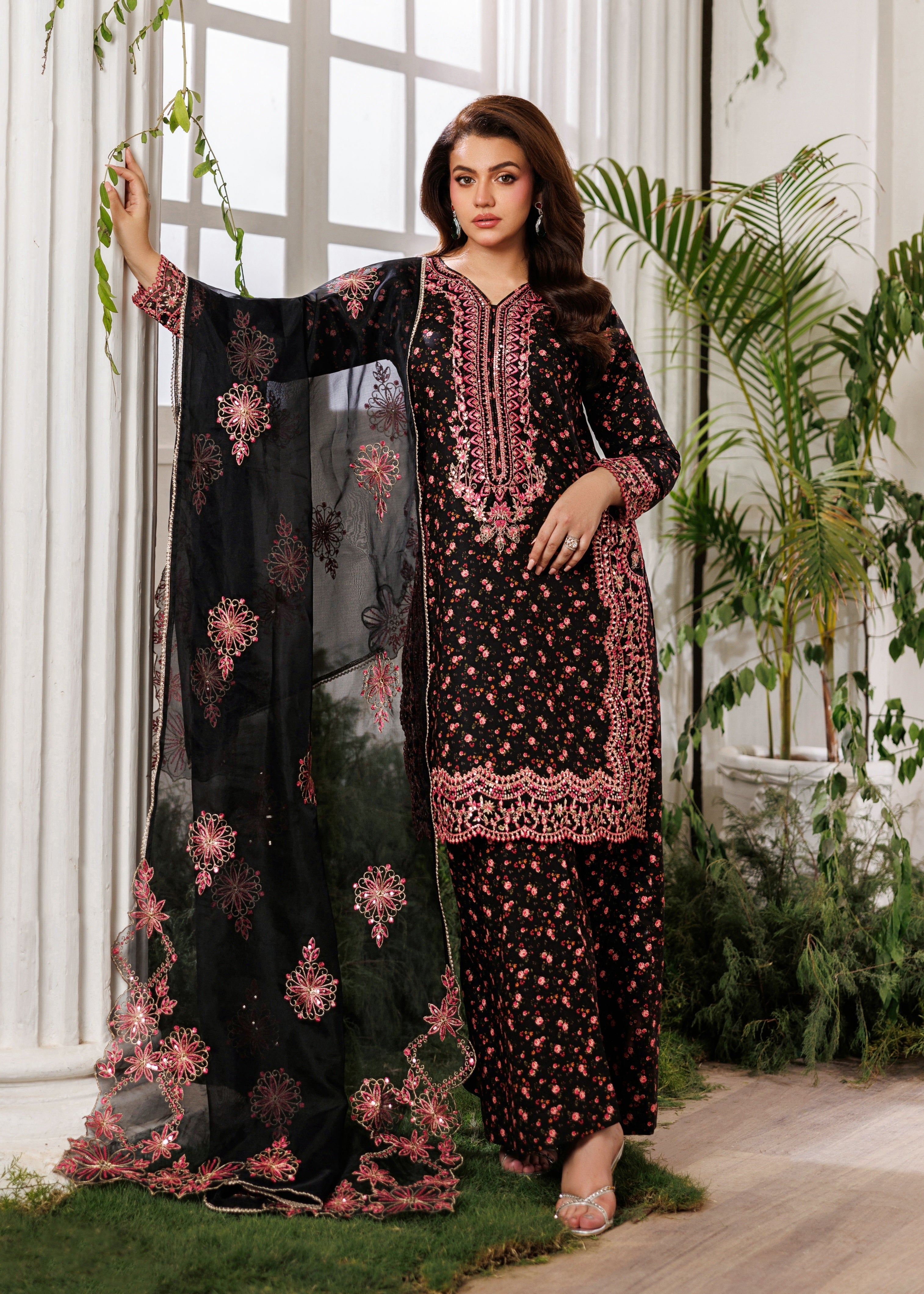 cotton dobby Kurta Set in Jet black