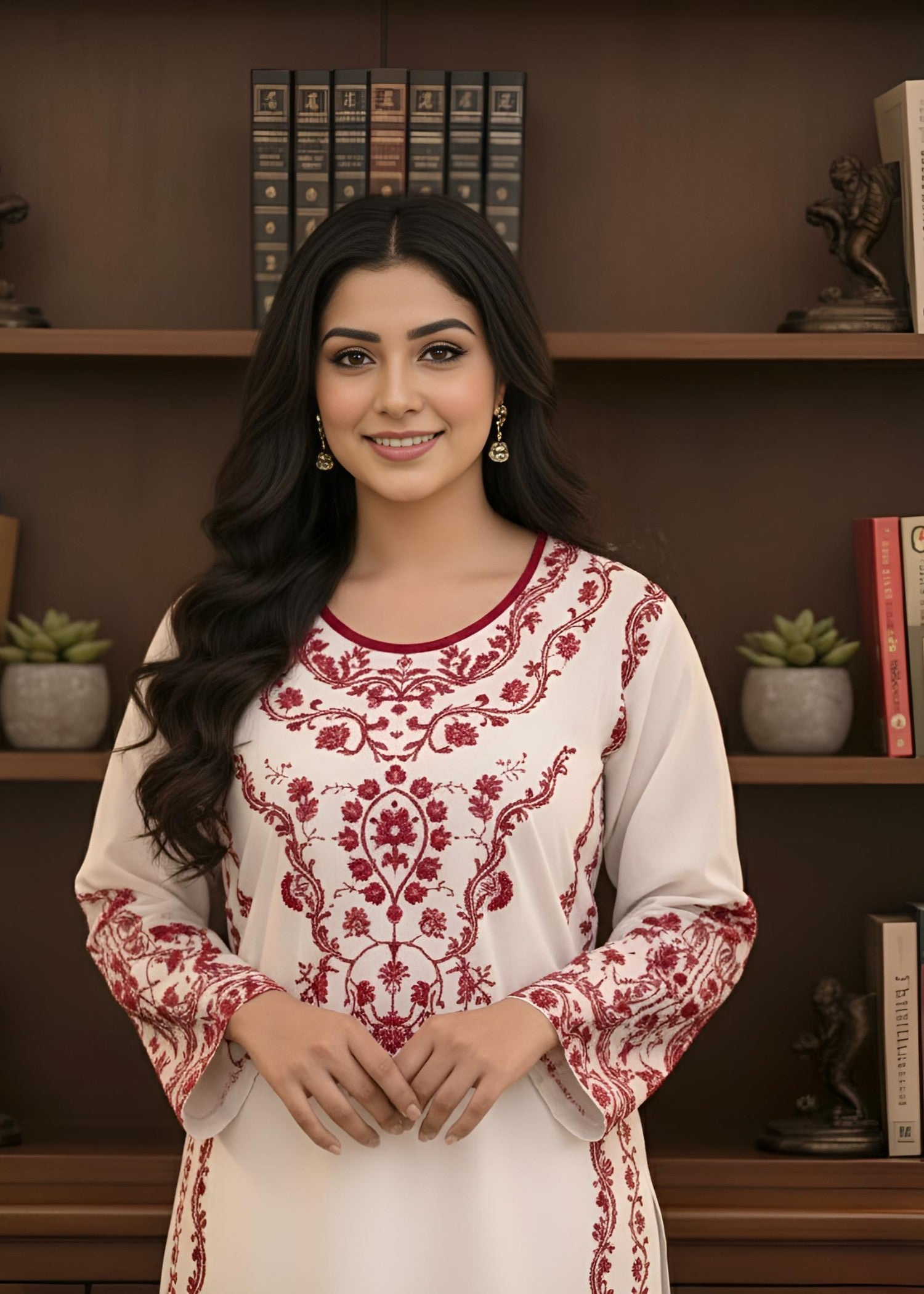 wool Kurta Set in White