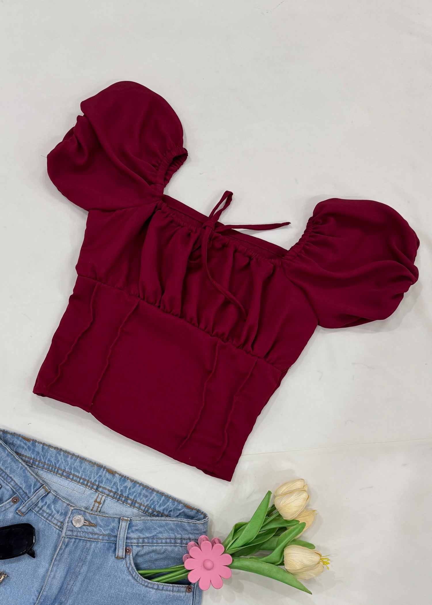 georgette Top in Maroon