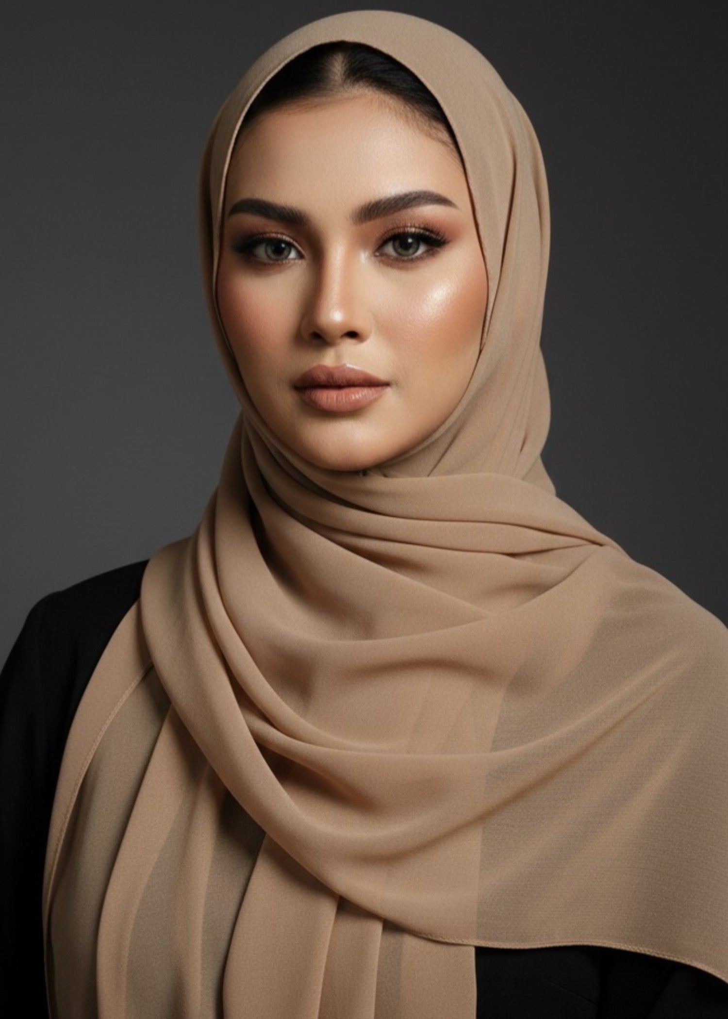 chiffon Hijab in Camel brown