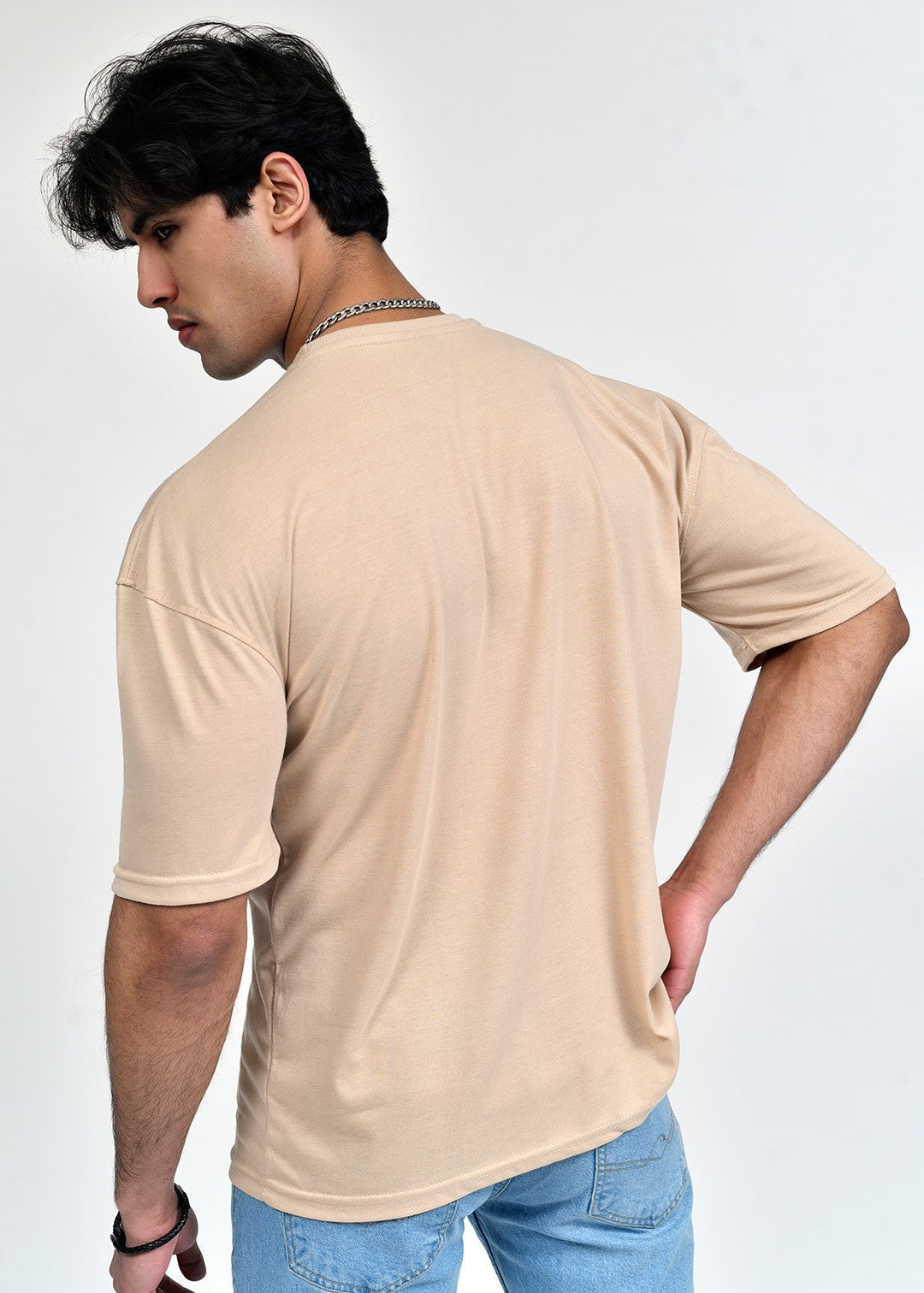 cotton pique T Shirt in Beige