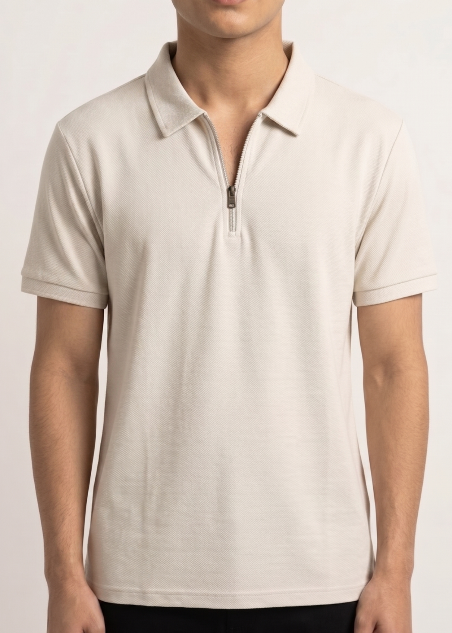 cotton pique Polo Shirt in Off-white
