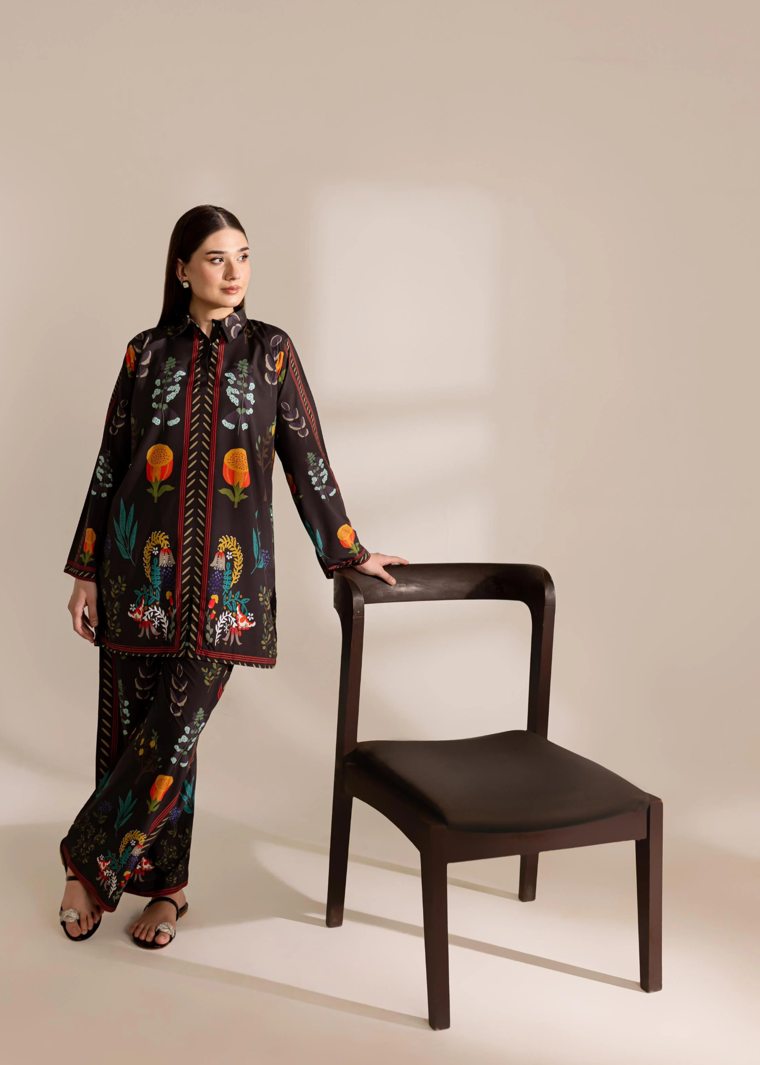 poly lawn Co Ord Sets in Black