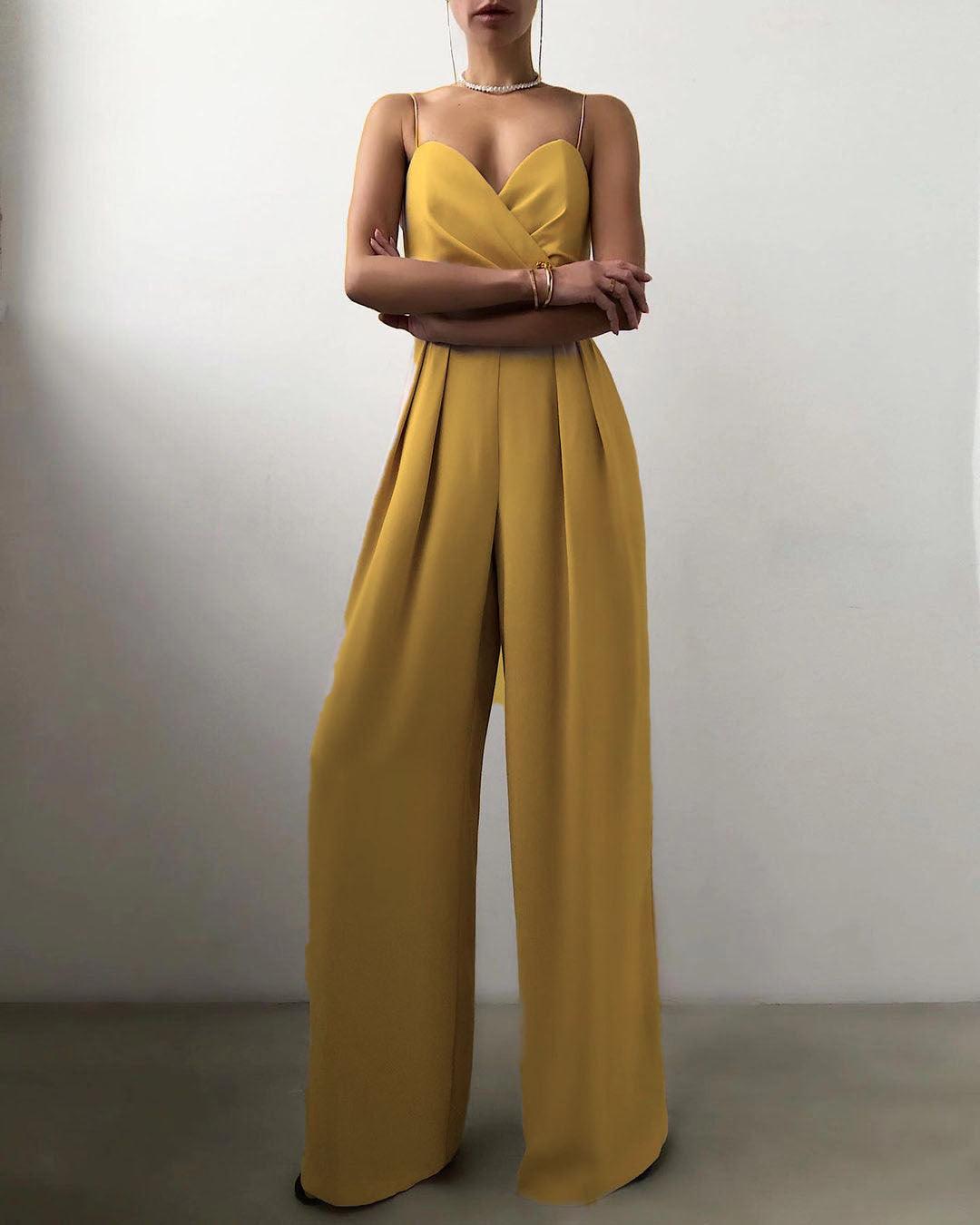 Minimalist Straight Waist Jumpsuit with Mopping Detail