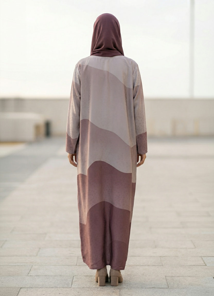 jacquard georgette Abaya in Claret